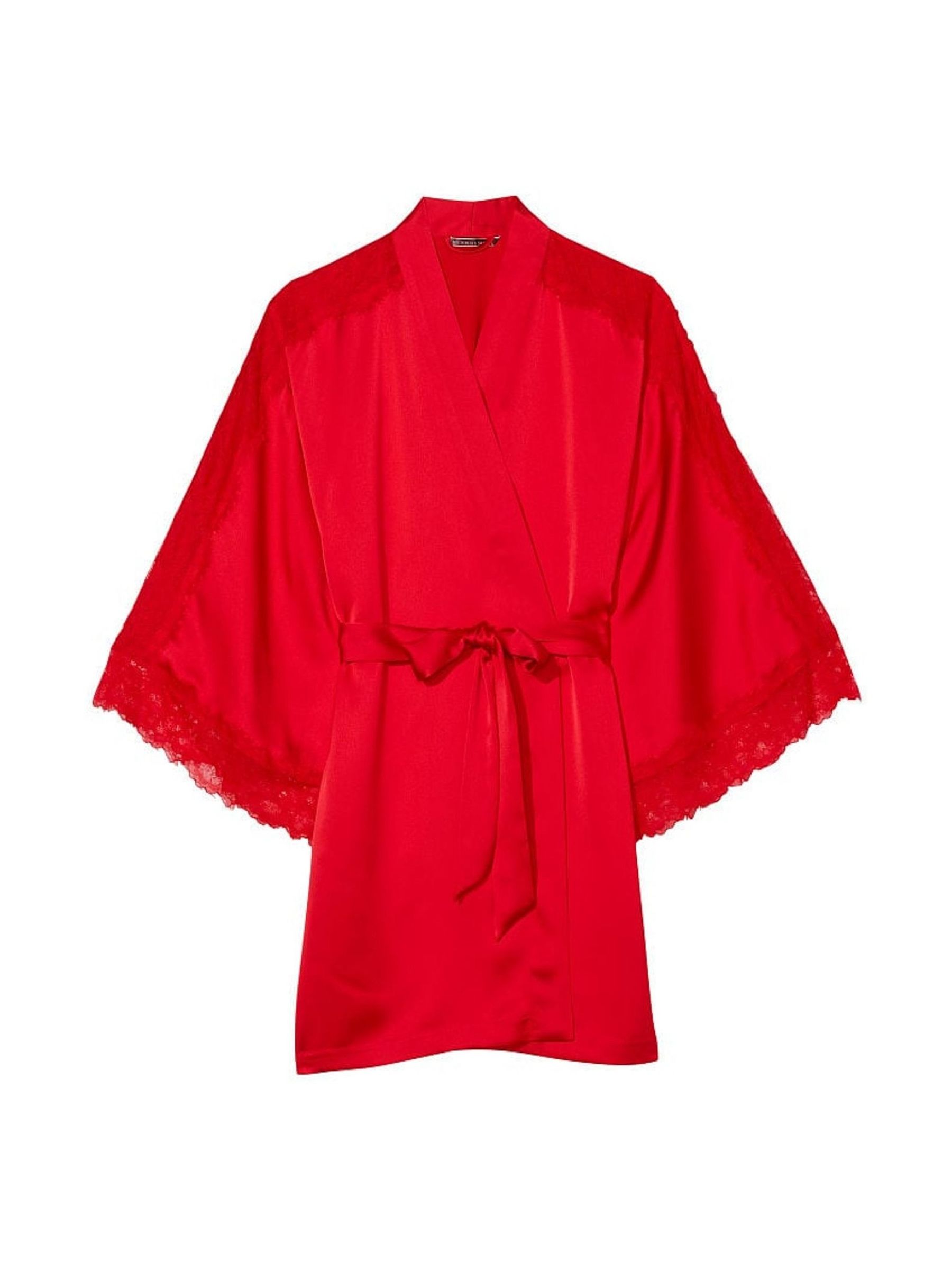 Lipstick Red Lace Inset Robe - Image 4 of 4