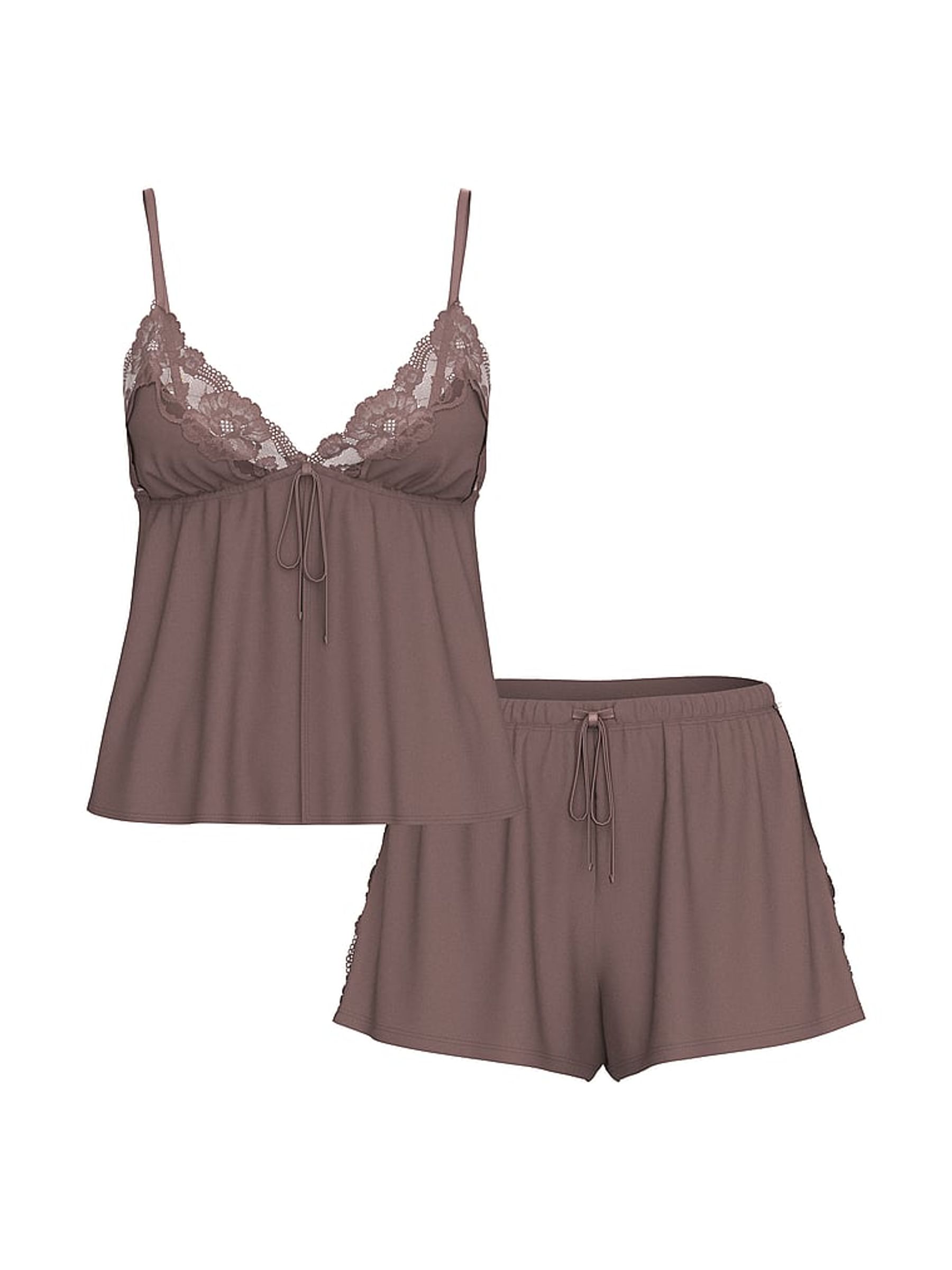 Cloudy Grey Modal Lace Flyaway Cami Set - Image 3 of 3