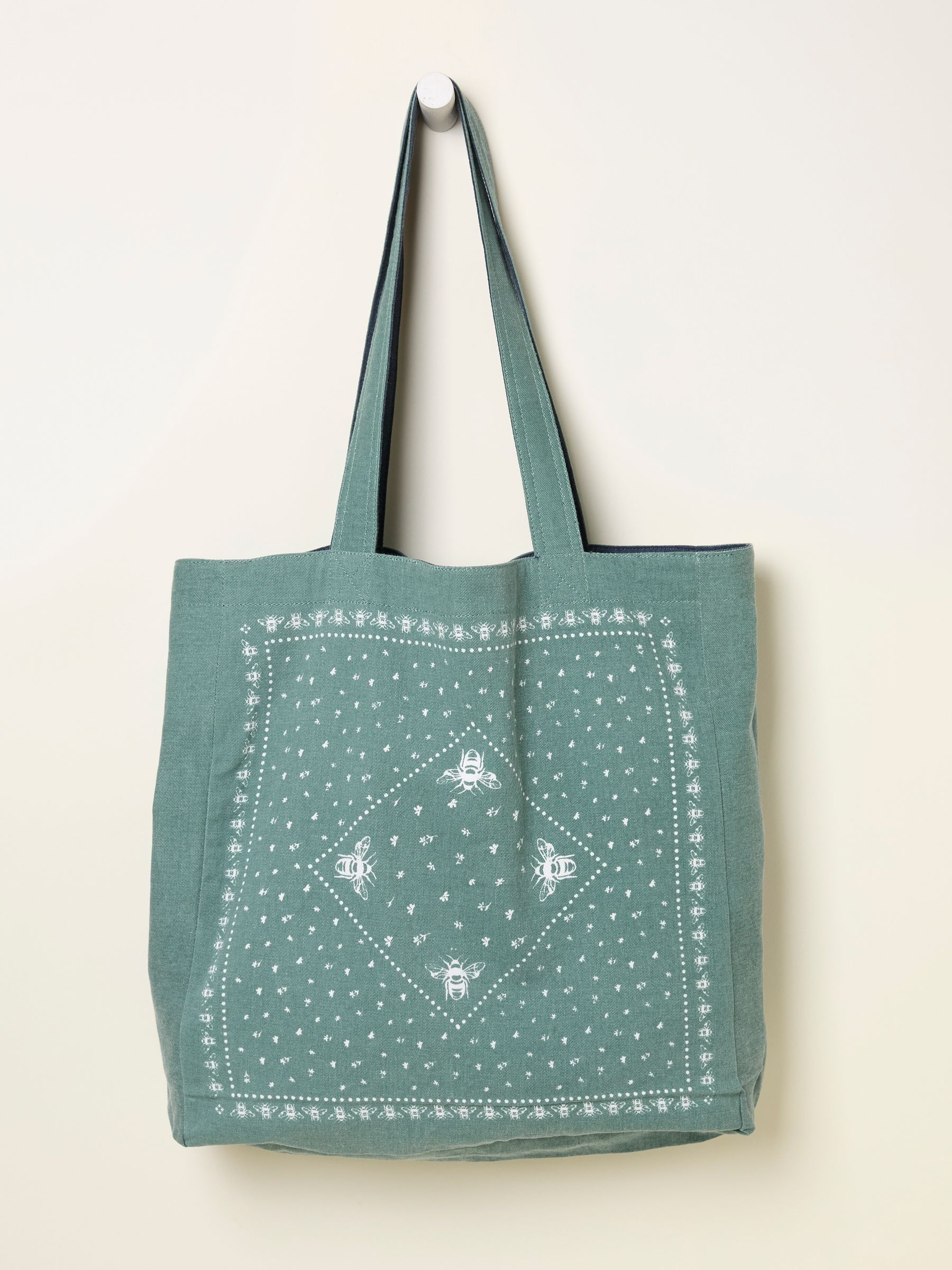 Navy Bee Bandana Print Reversible Tote Bag - Image 2 of 2