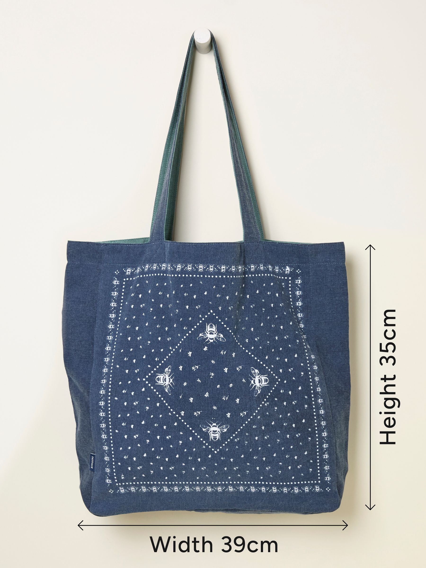 Navy Bee Bandana Print Reversible Tote Bag - Image 3 of 3