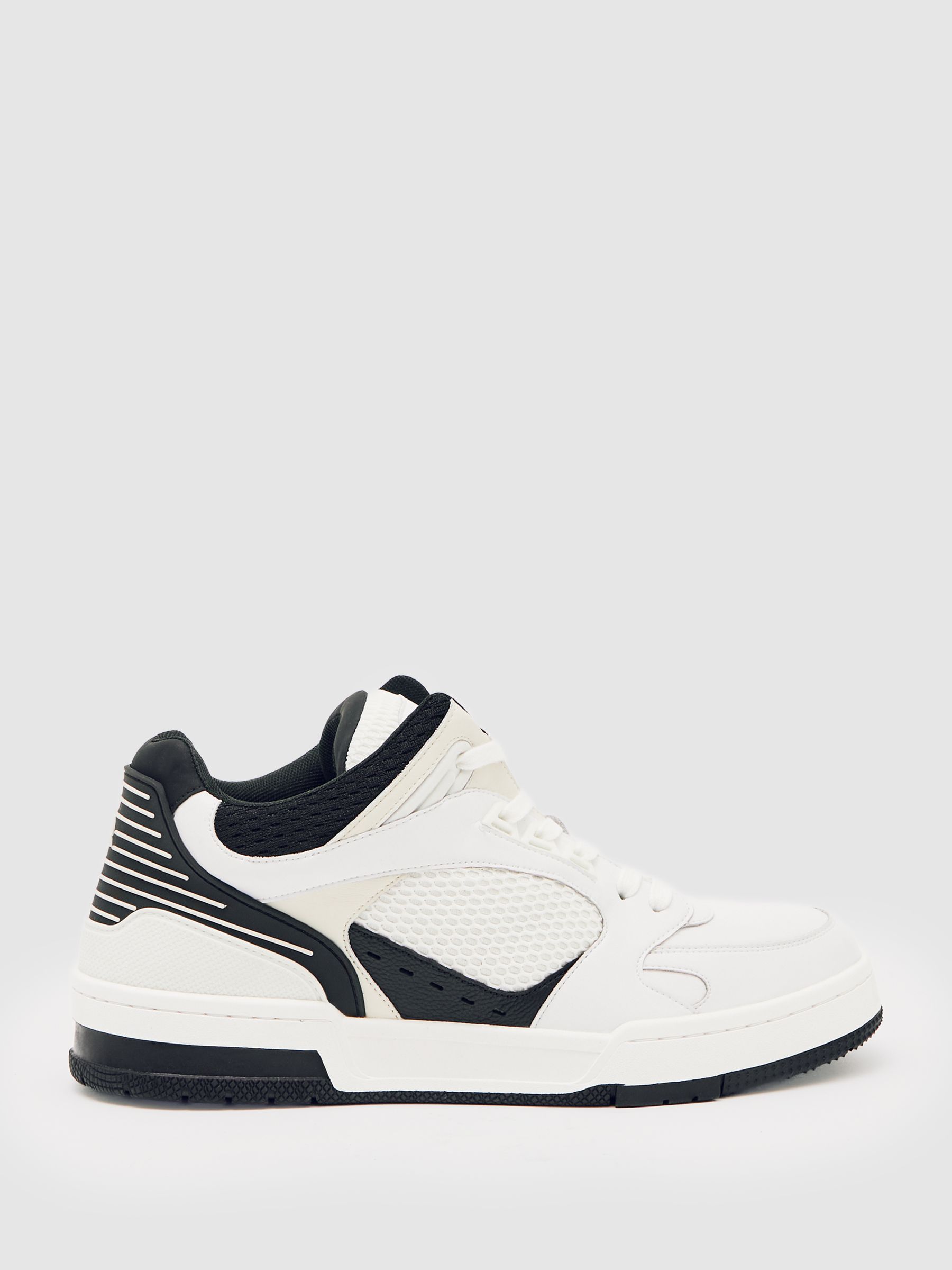 Bonded-Leather Mid-Top Skater Trainers in White/Black - image 4