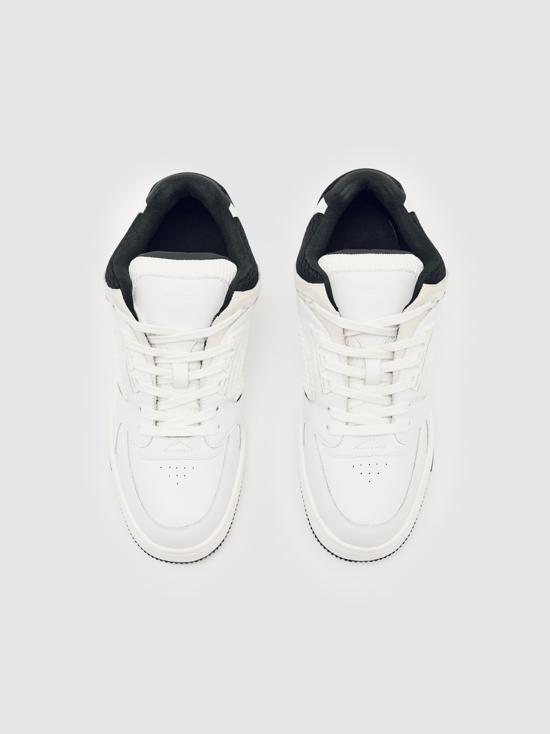 Bonded-Leather Mid-Top Skater Trainers in White/Black - image 3