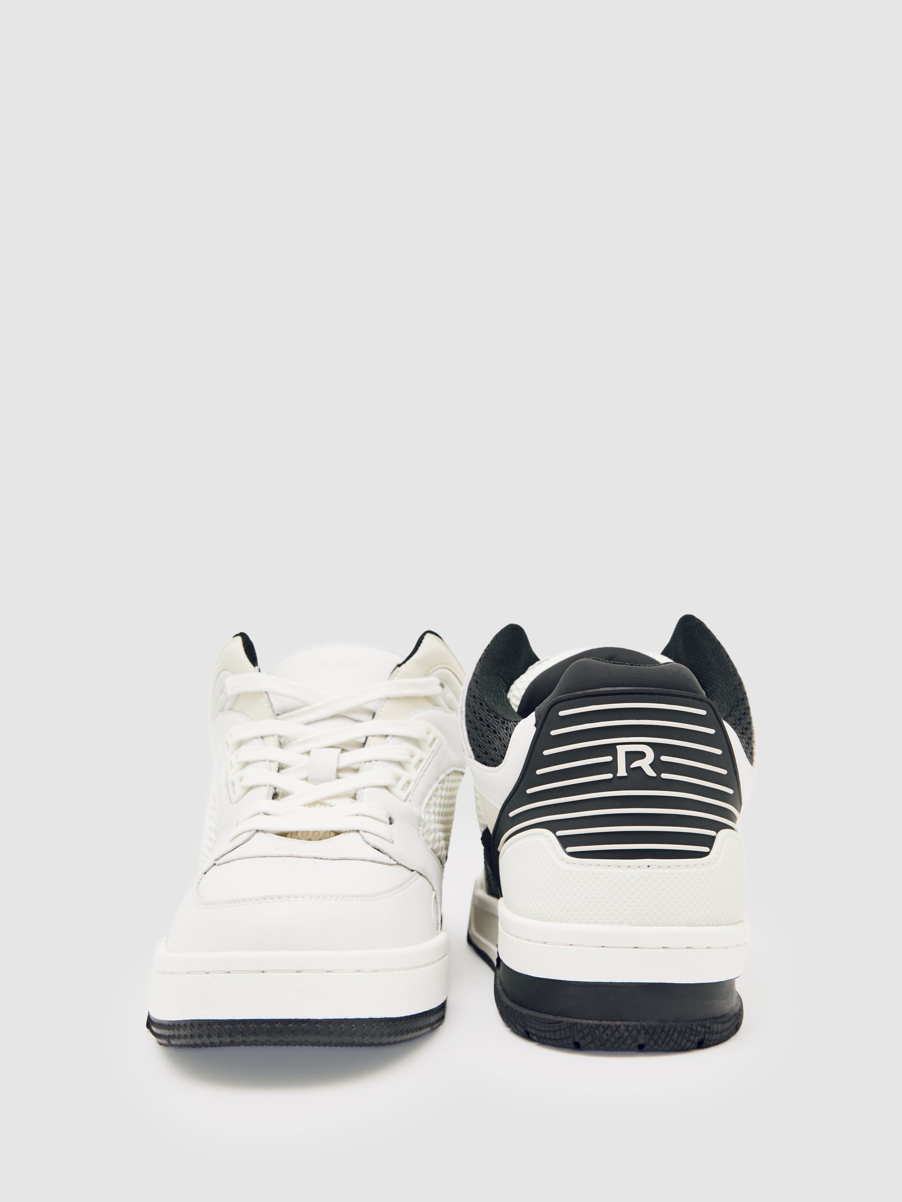 Bonded-Leather Mid-Top Skater Trainers in White/Black - image 2