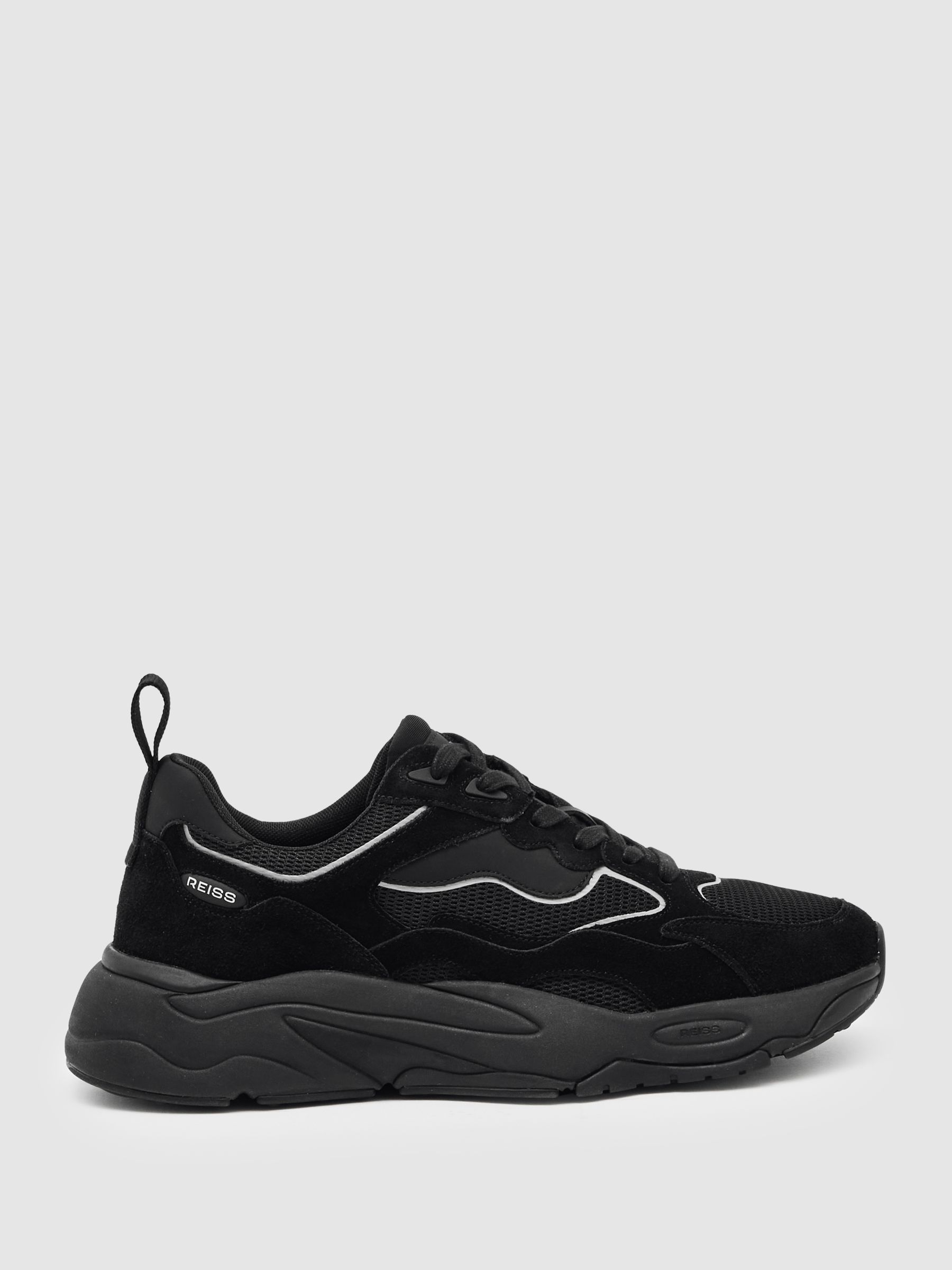 Reiss Chunky-Sole Panelled Runner Trainers in Black | REISS