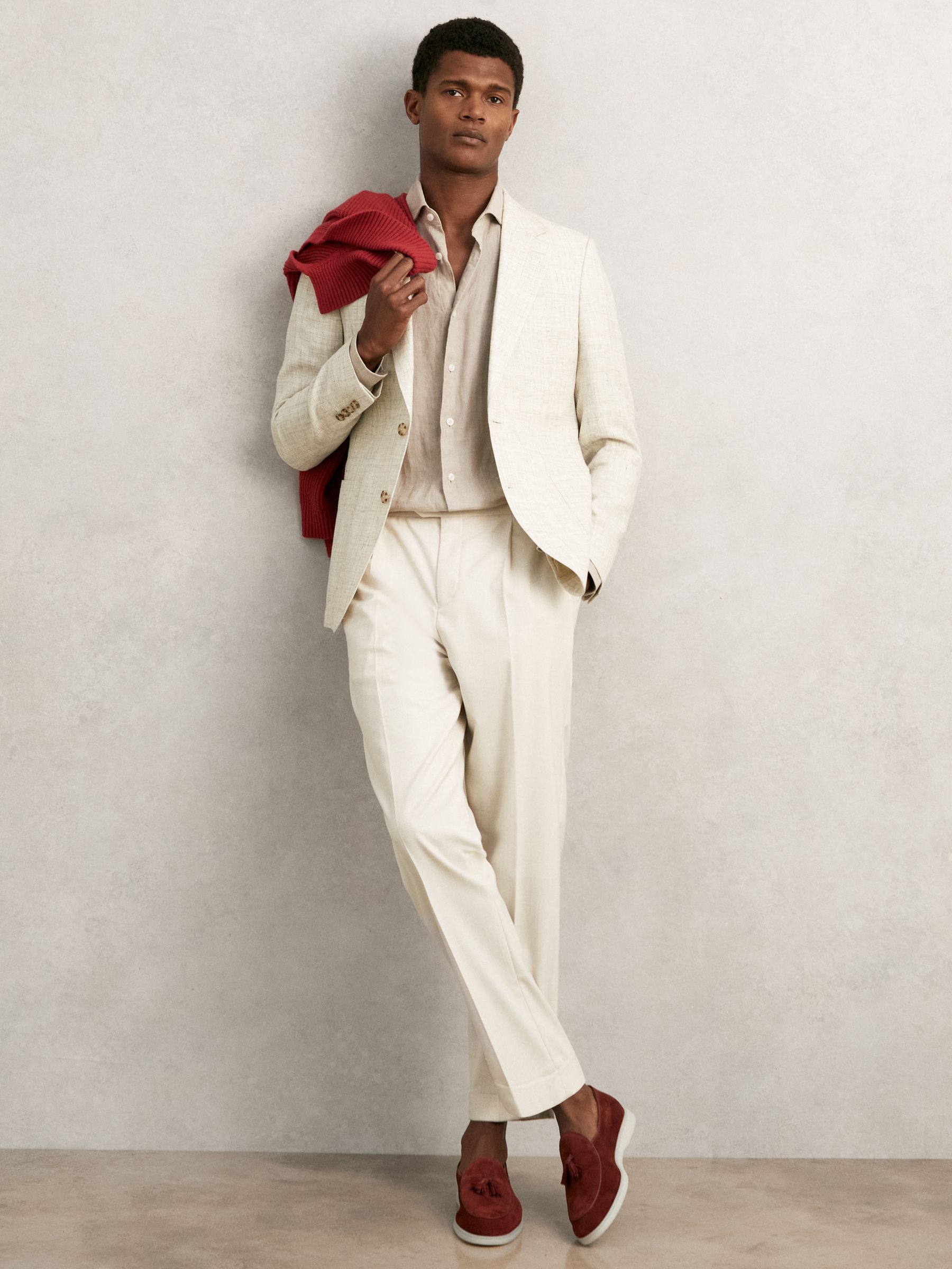 Suede Tassel Loafers in Maroon Red - Image 2 of 6