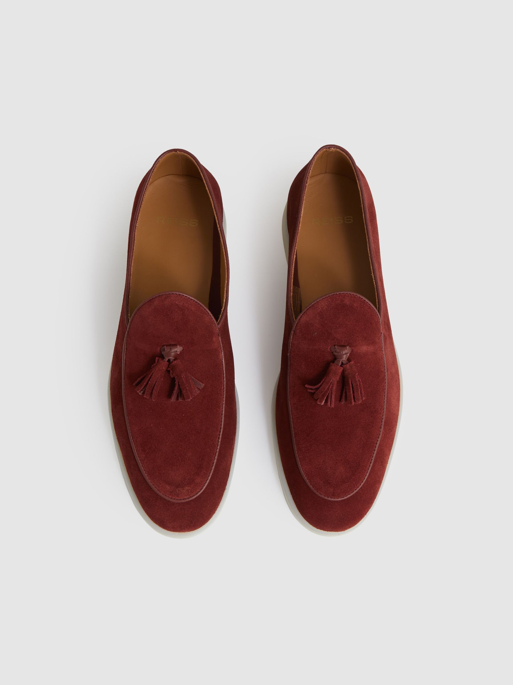 Suede Tassel Loafers in Maroon Red - Image 3 of 6