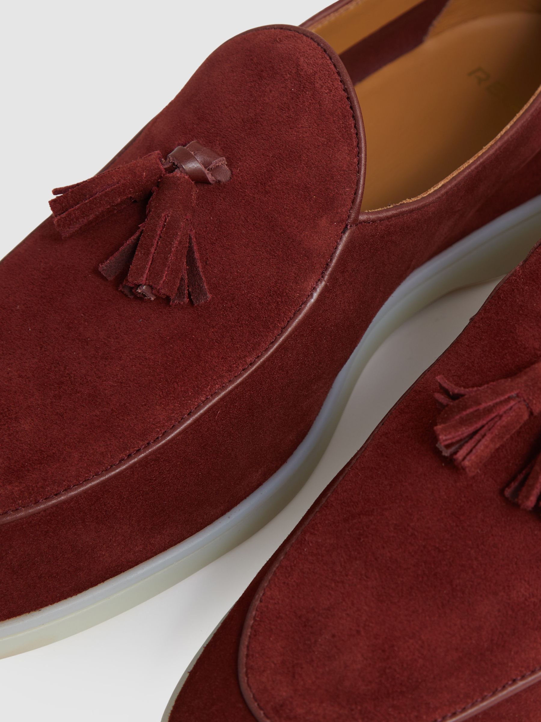 Suede Tassel Loafers in Maroon Red - image 2