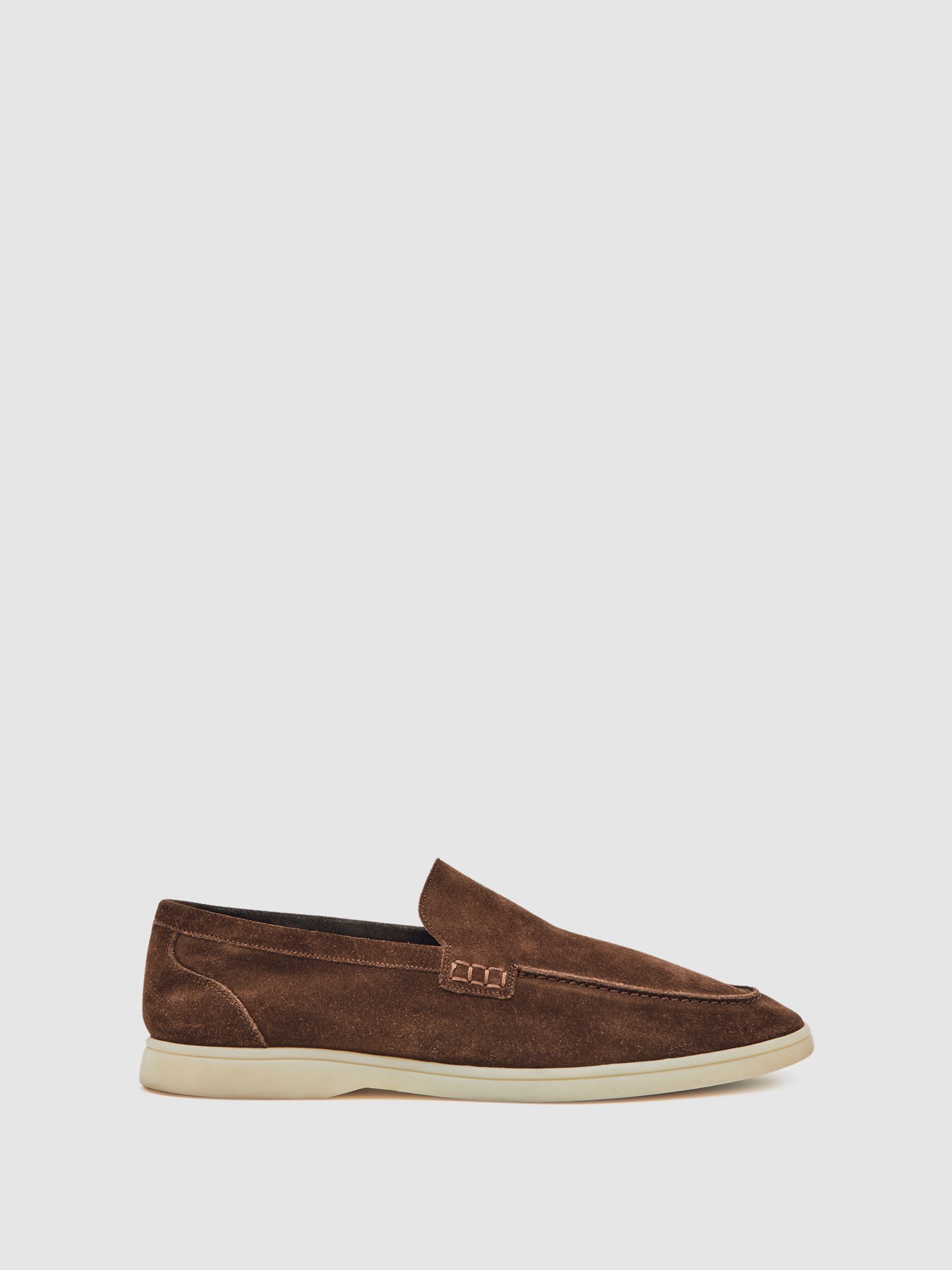 Suede Slip-On Loafers in Chocolate Brown - Image 1 of 6 Suede Slip-On Loafers in Chocolate Brown - Image 1 of 6