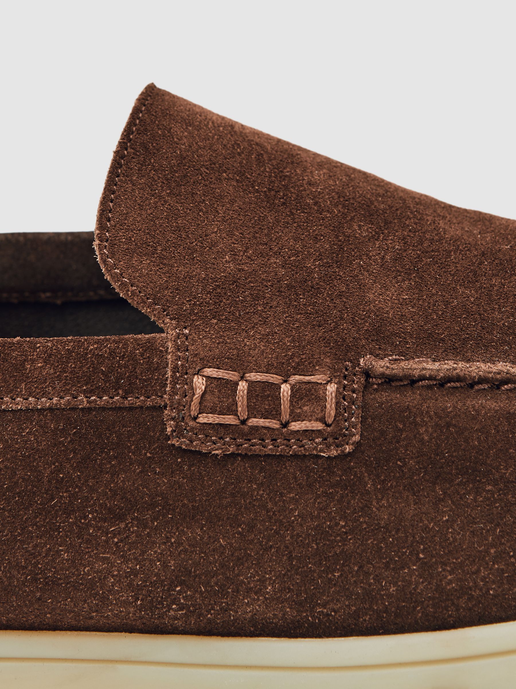 Suede Slip-On Loafers in Chocolate Brown - Image 4 of 6