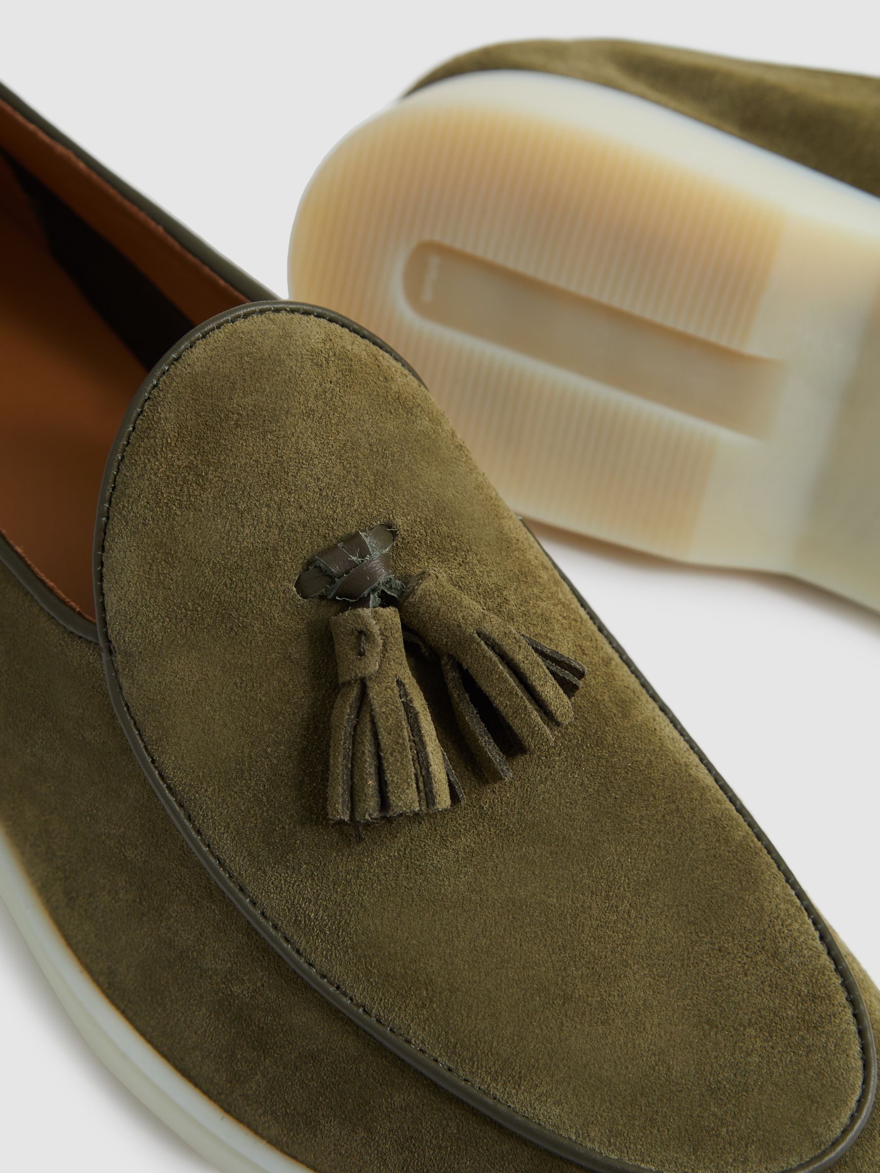 Suede Tassel Loafers in Moss Green - Image 3 of 5
