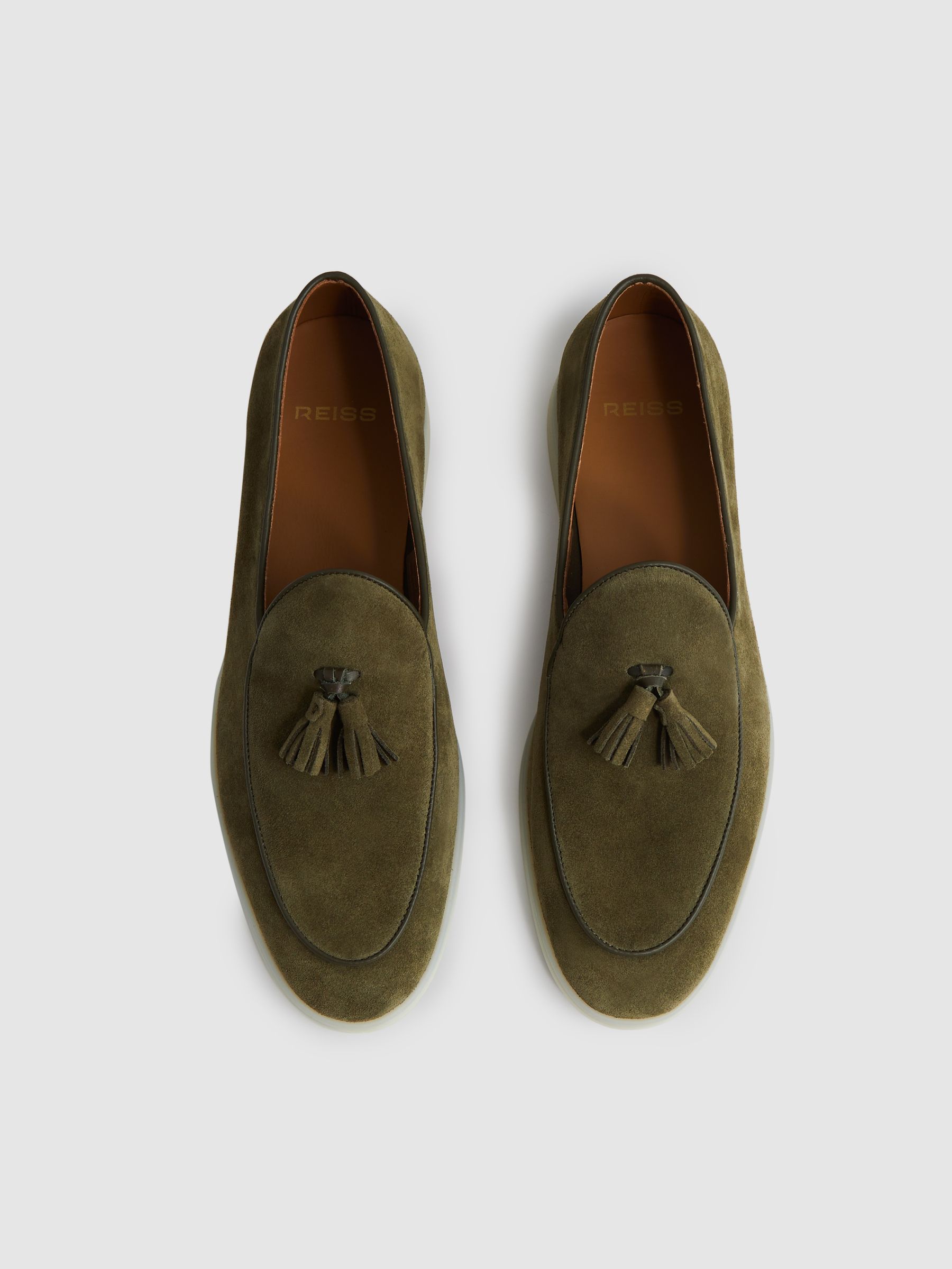 Suede Tassel Loafers in Moss Green - Image 4 of 5