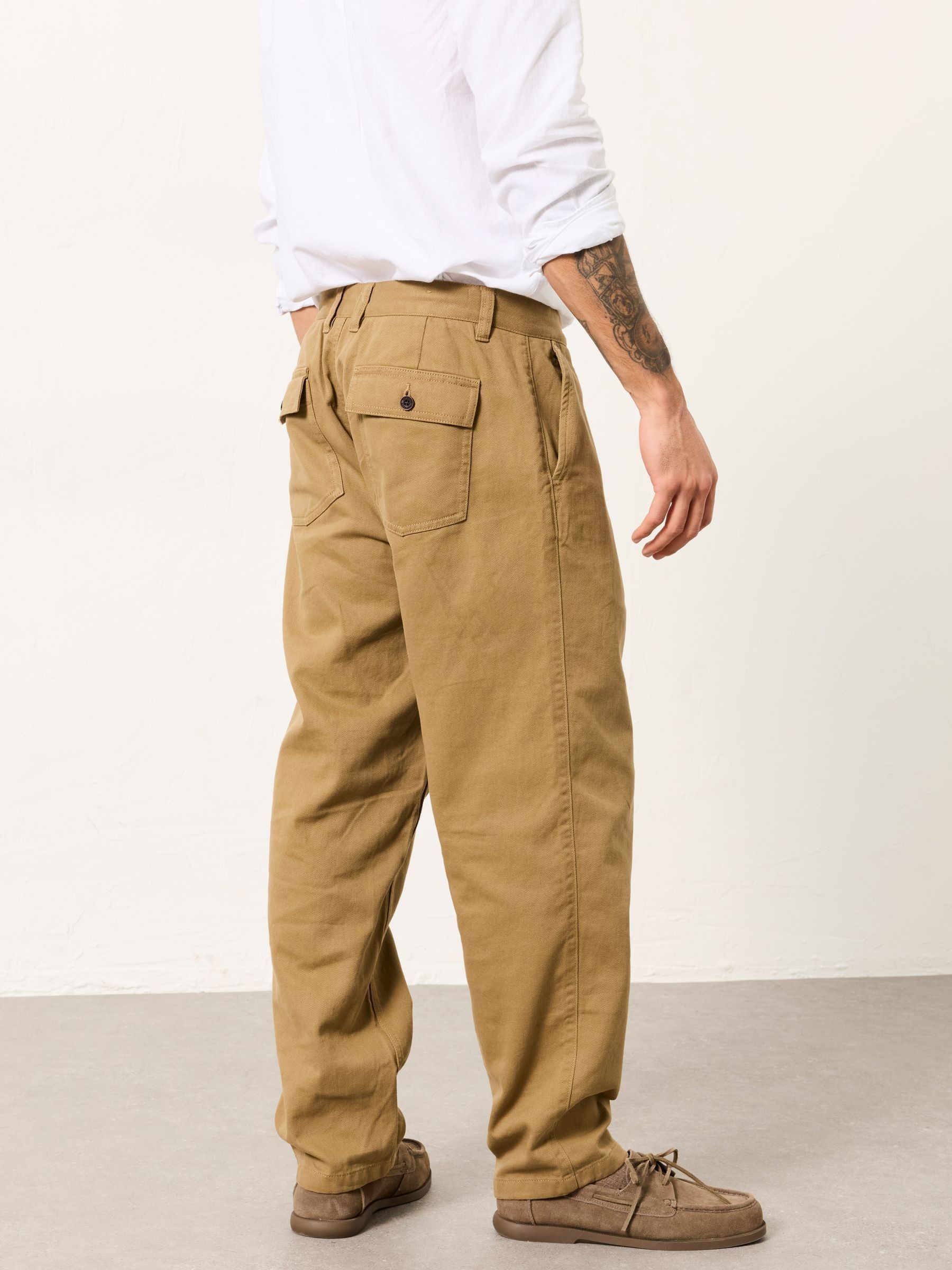 Mylor Light Stone Tapered Twill Trousers - Image 2 of 6