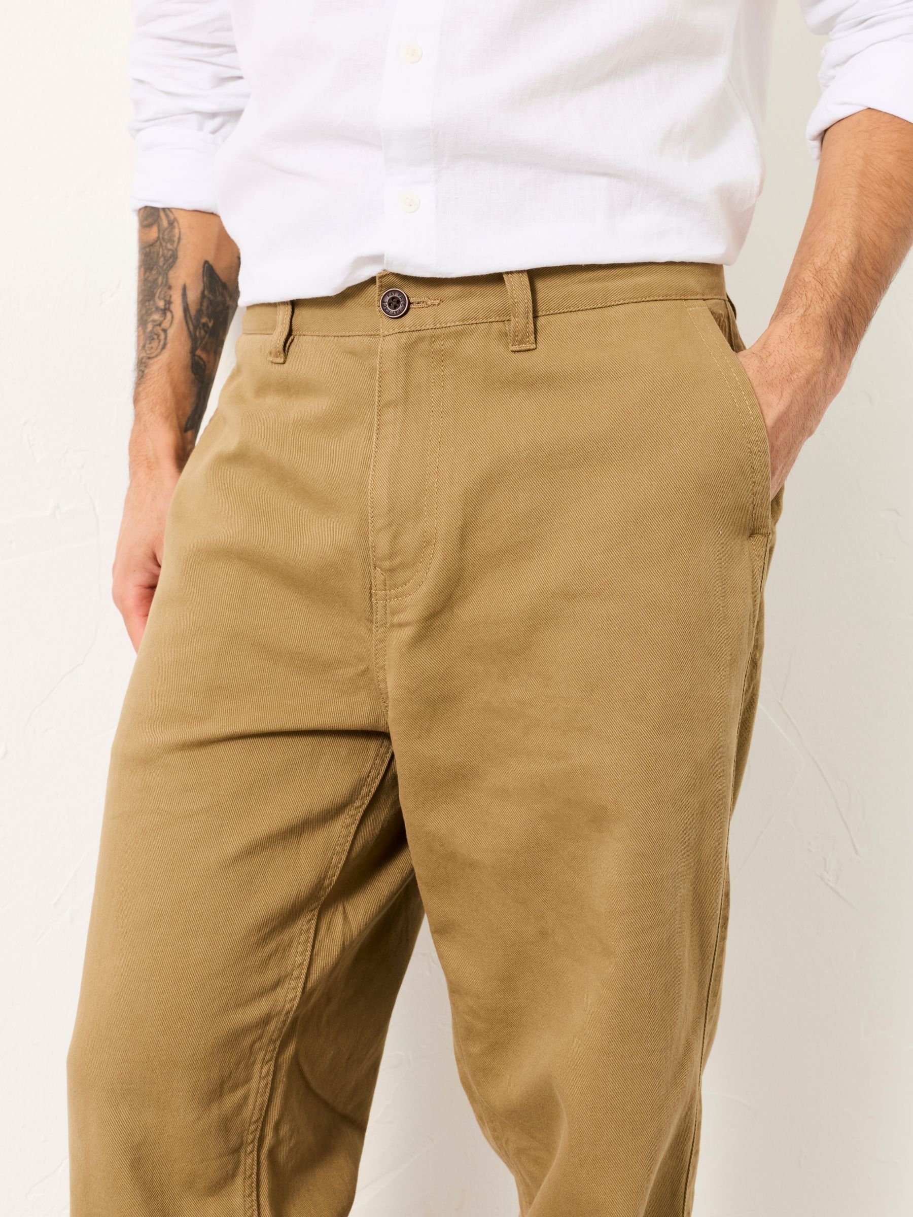 Mylor Light Stone Tapered Twill Trousers - Image 3 of 6
