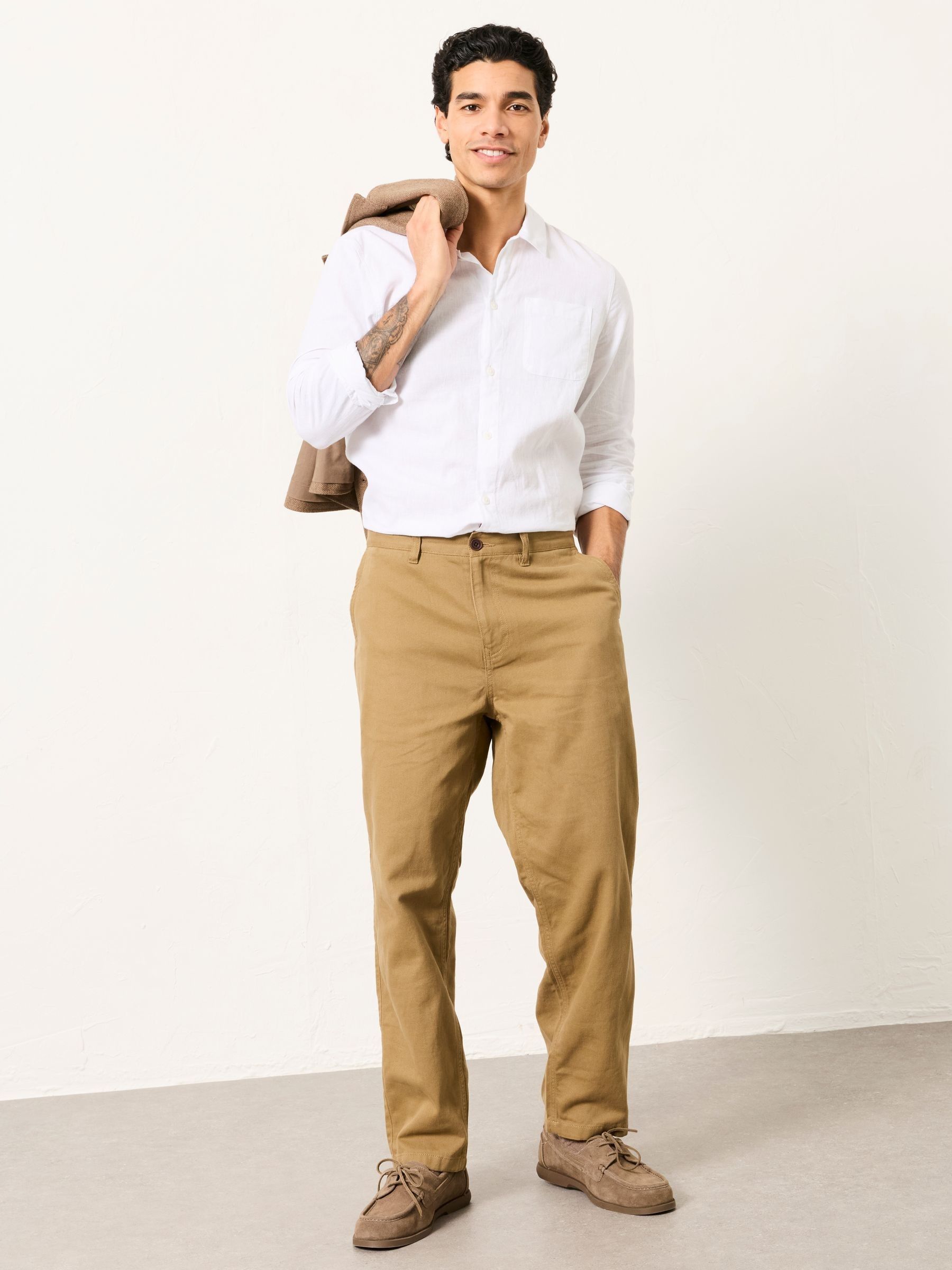 Mylor Light Stone Tapered Twill Trousers - Image 4 of 6