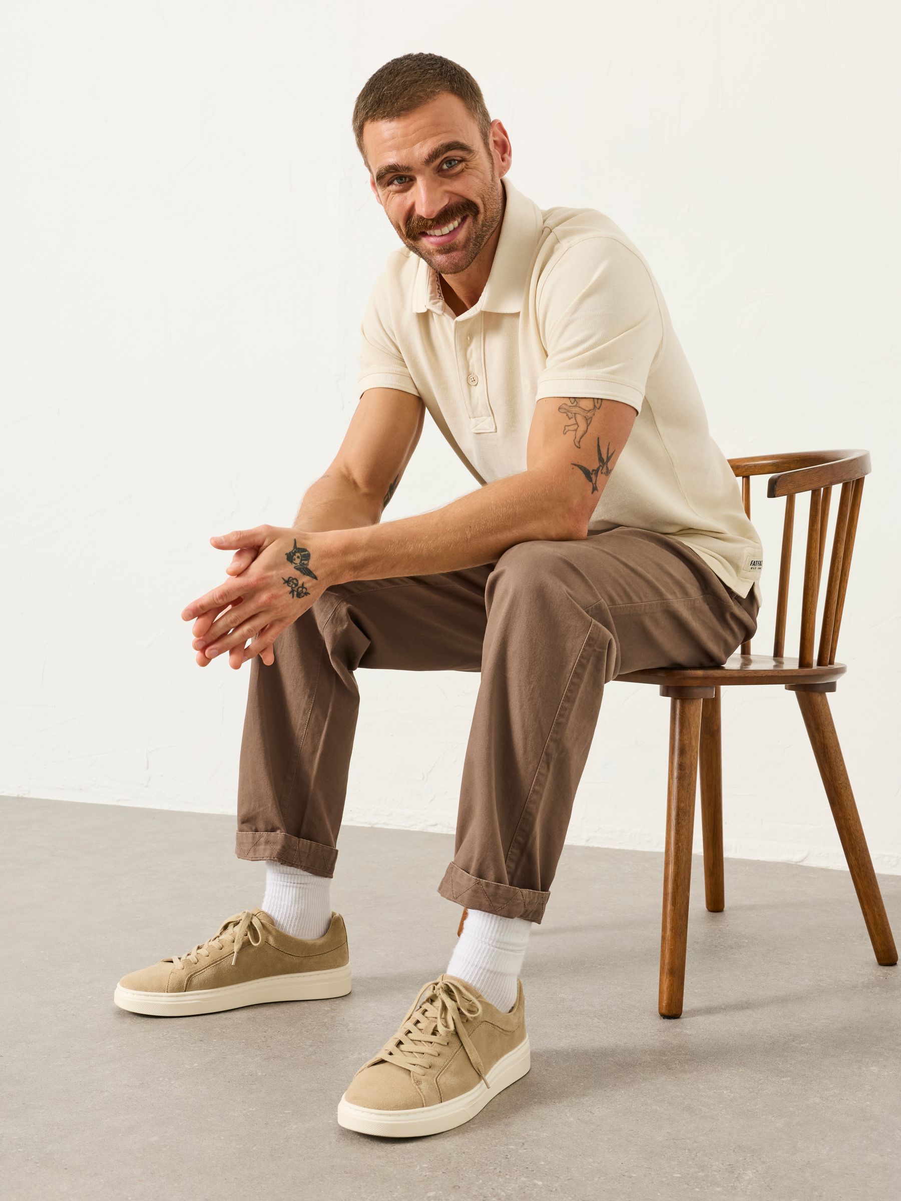 Brown Straight Fit Pleat Front Twill Chinos - Image 4 of 7