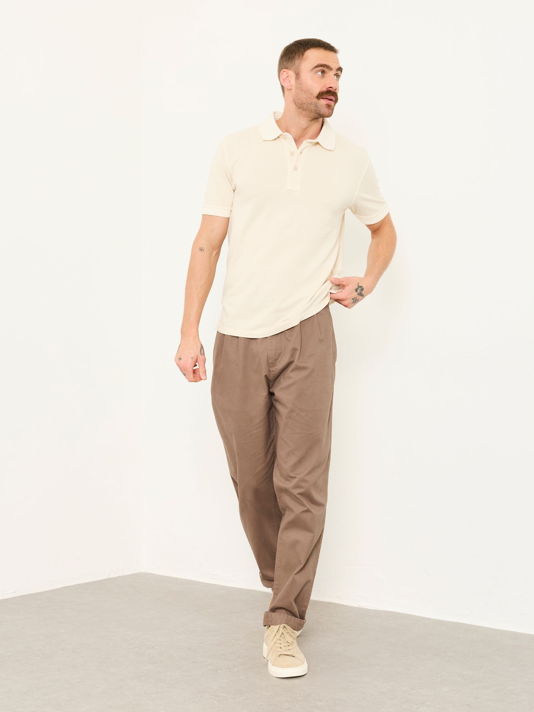 Brown Straight Fit Pleat Front Twill Chinos - Image 5 of 5