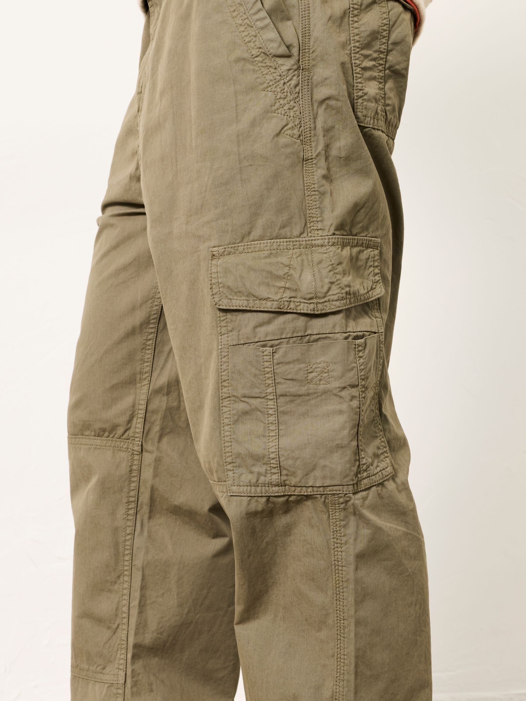 Bude Khaki Green Straight Fit Cargo Trousers | FatFace USA