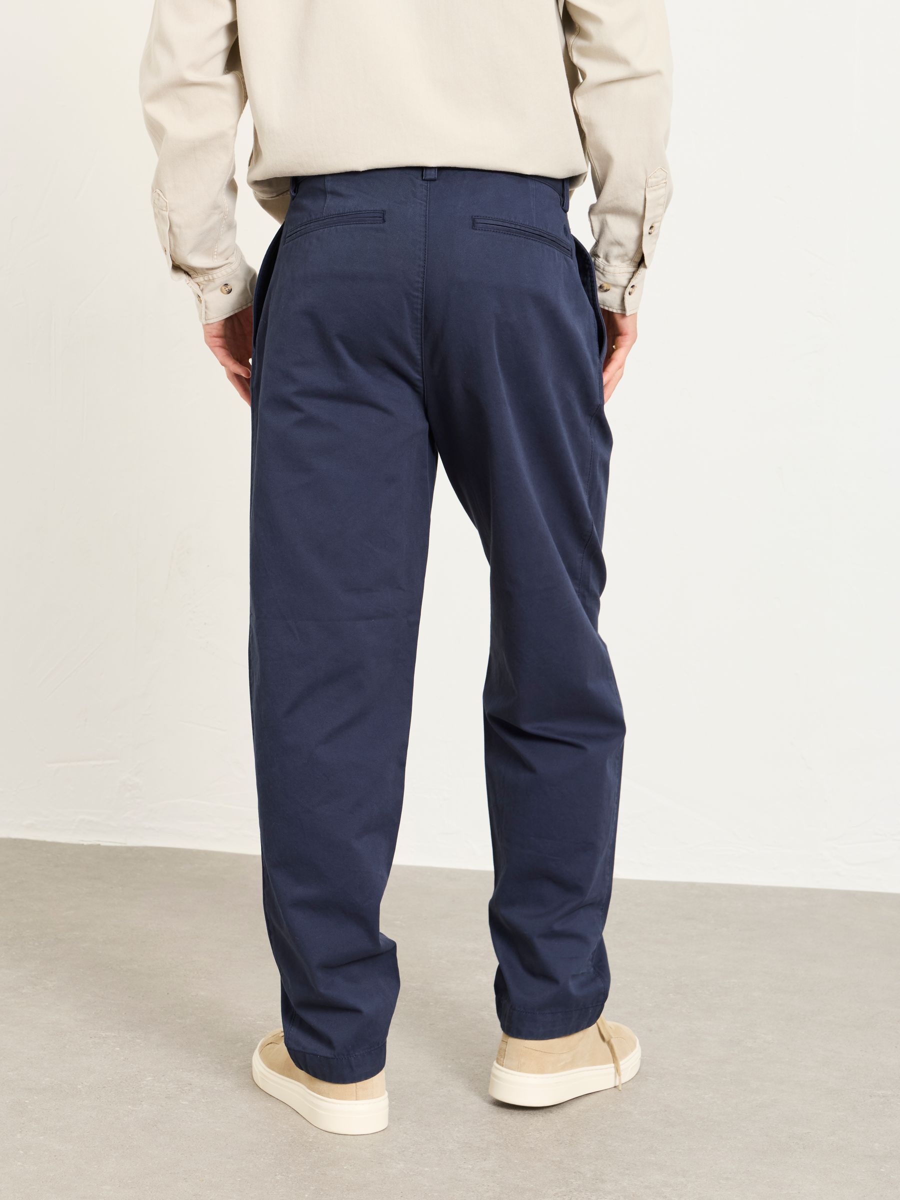 Navy Straight Fit Pleat Front Twill Chinos - Image 2 of 7