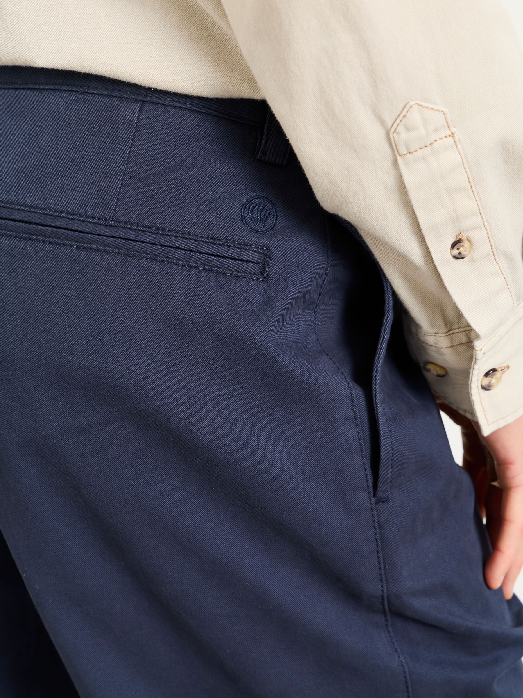 Navy Straight Fit Pleat Front Twill Chinos - Image 5 of 7