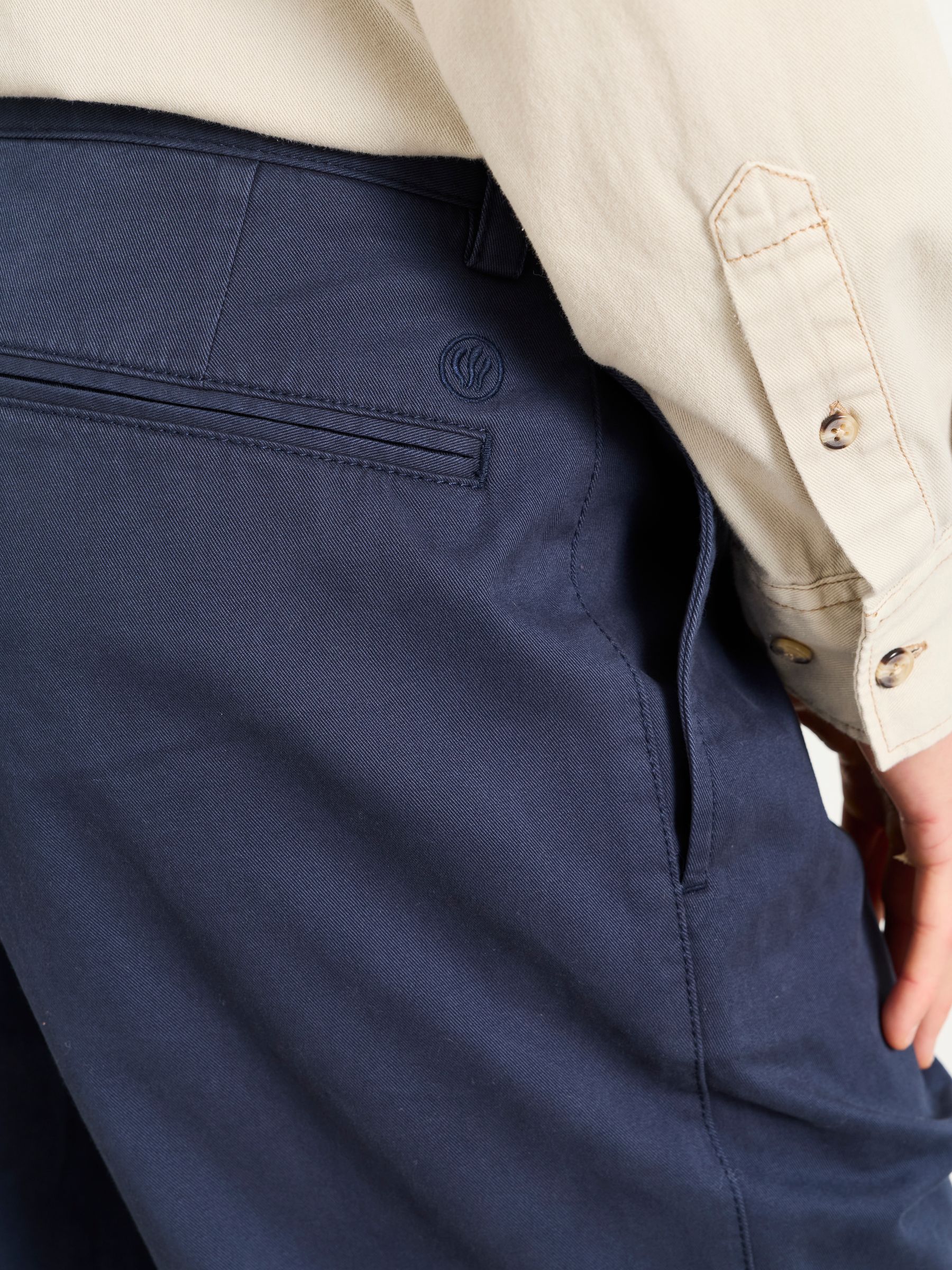 Navy Straight Fit Pleat Front Twill Chinos - Image 5 of 5
