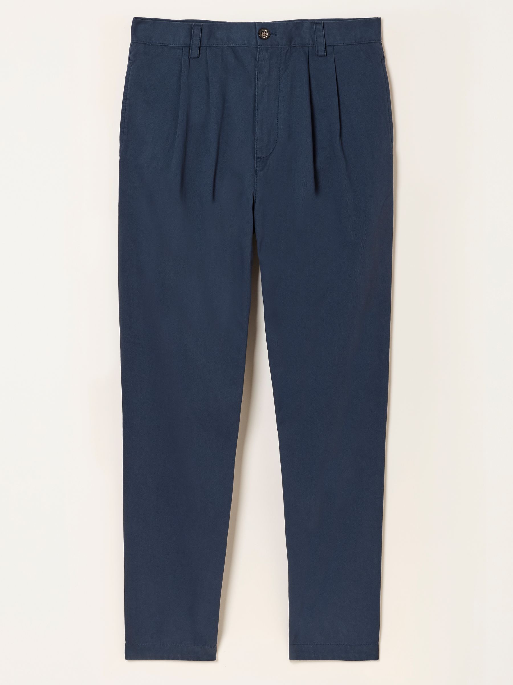 Navy Straight Fit Pleat Front Twill Chinos - Image 7 of 7
