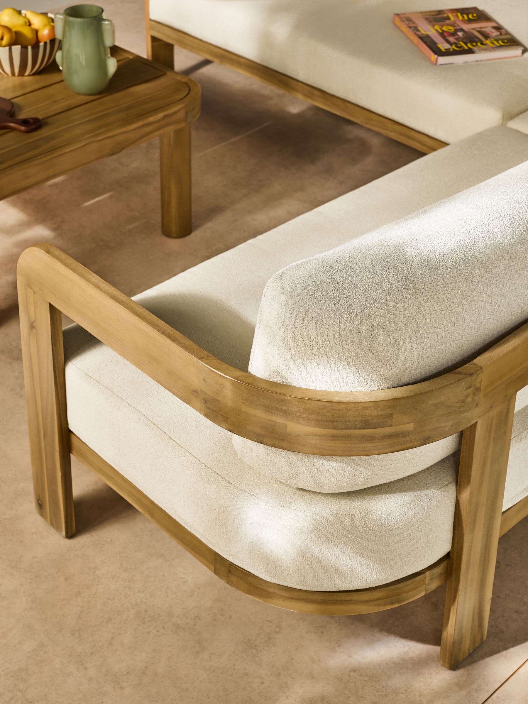 Eliana Garden Corner Lounge Set in Off White Boucle - Image 3 of 5