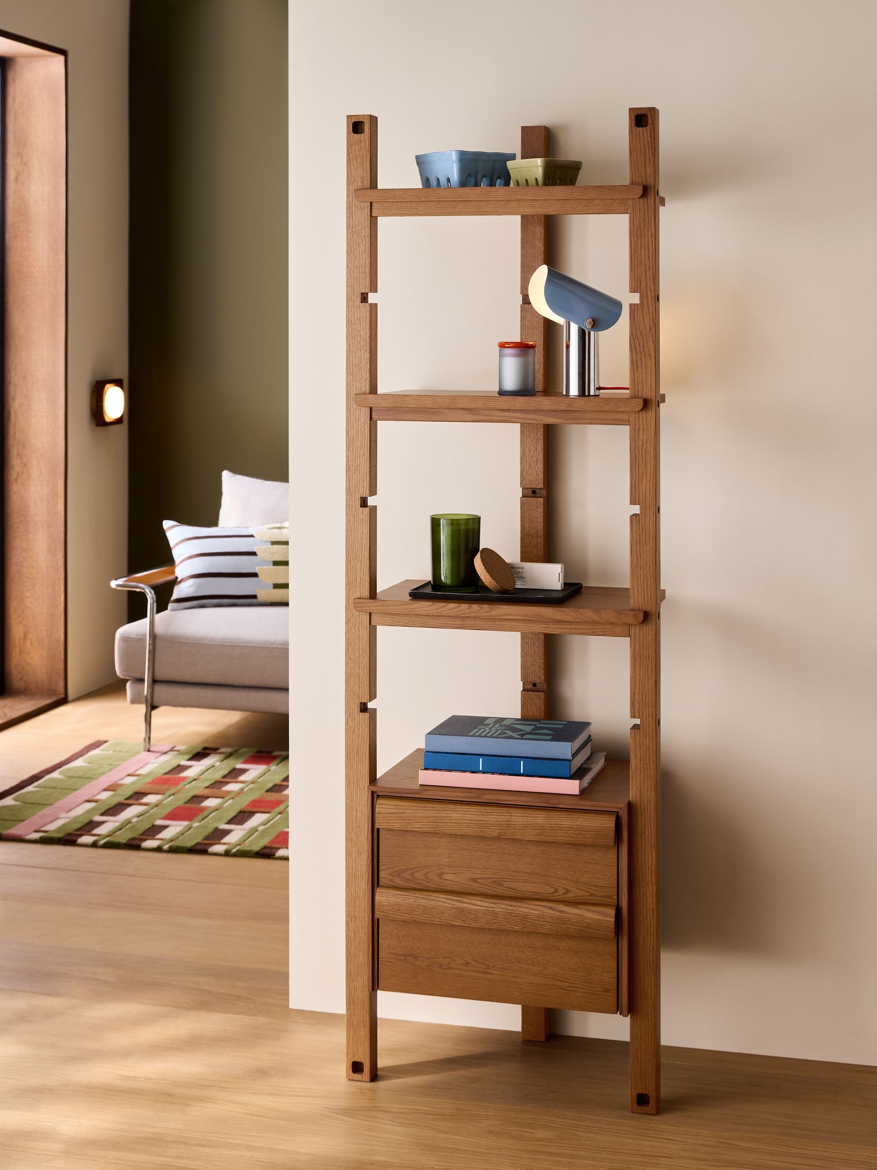Plinth Narrow Shelving in Oak - Image 1 of 8