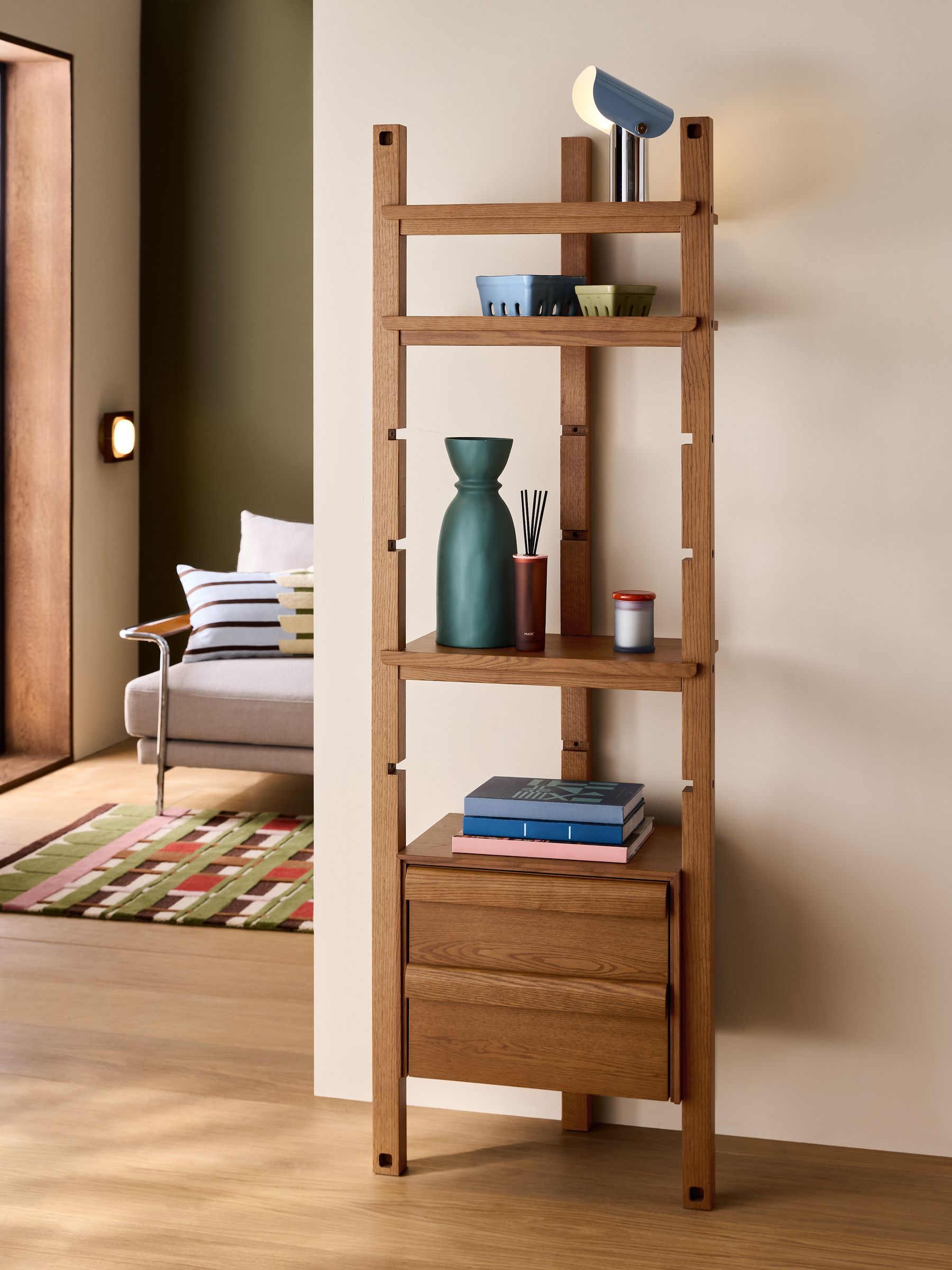 Plinth Narrow Shelving in Oak - Image 2 of 8