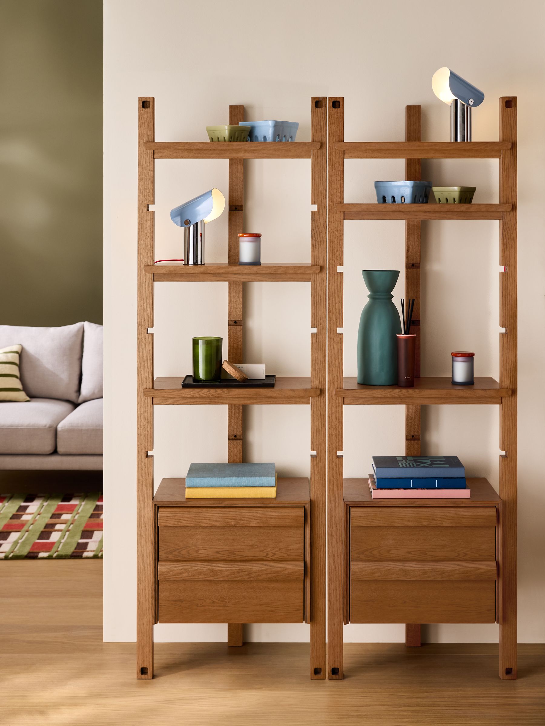 Plinth Narrow Shelving in Oak - Image 3 of 8