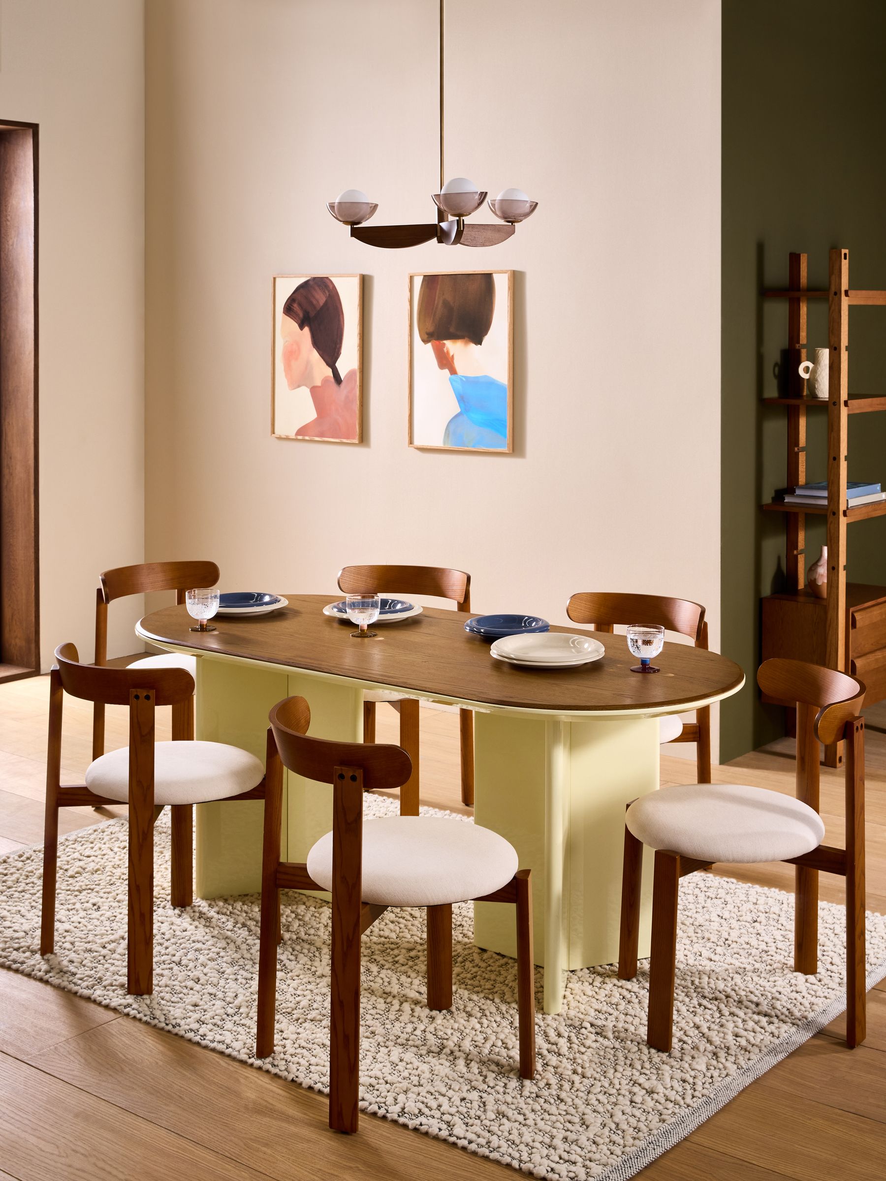 Plinth Oval Fixed 6 Seater Dining Table in Yellow Gloss and Oak - Image 1 of 7 Plinth Oval Fixed 6 Seater Dining Table in Yellow Gloss and Oak - Image 1 of 7