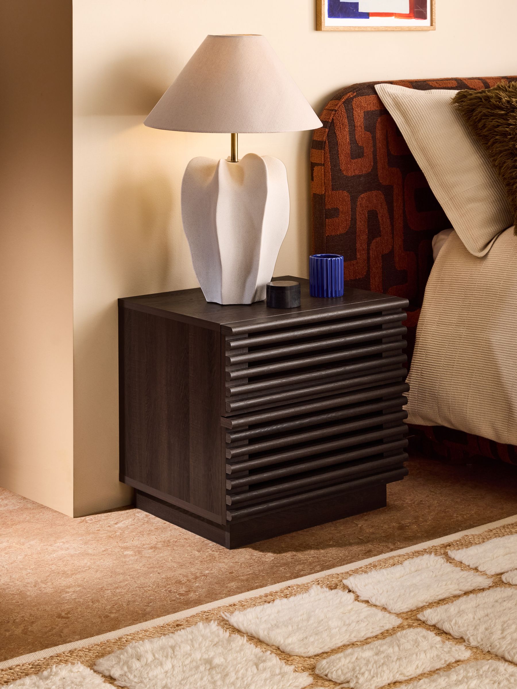 Tulma 2 Drawer Bedside in Dark Wood Effect - Image 1 of 4
