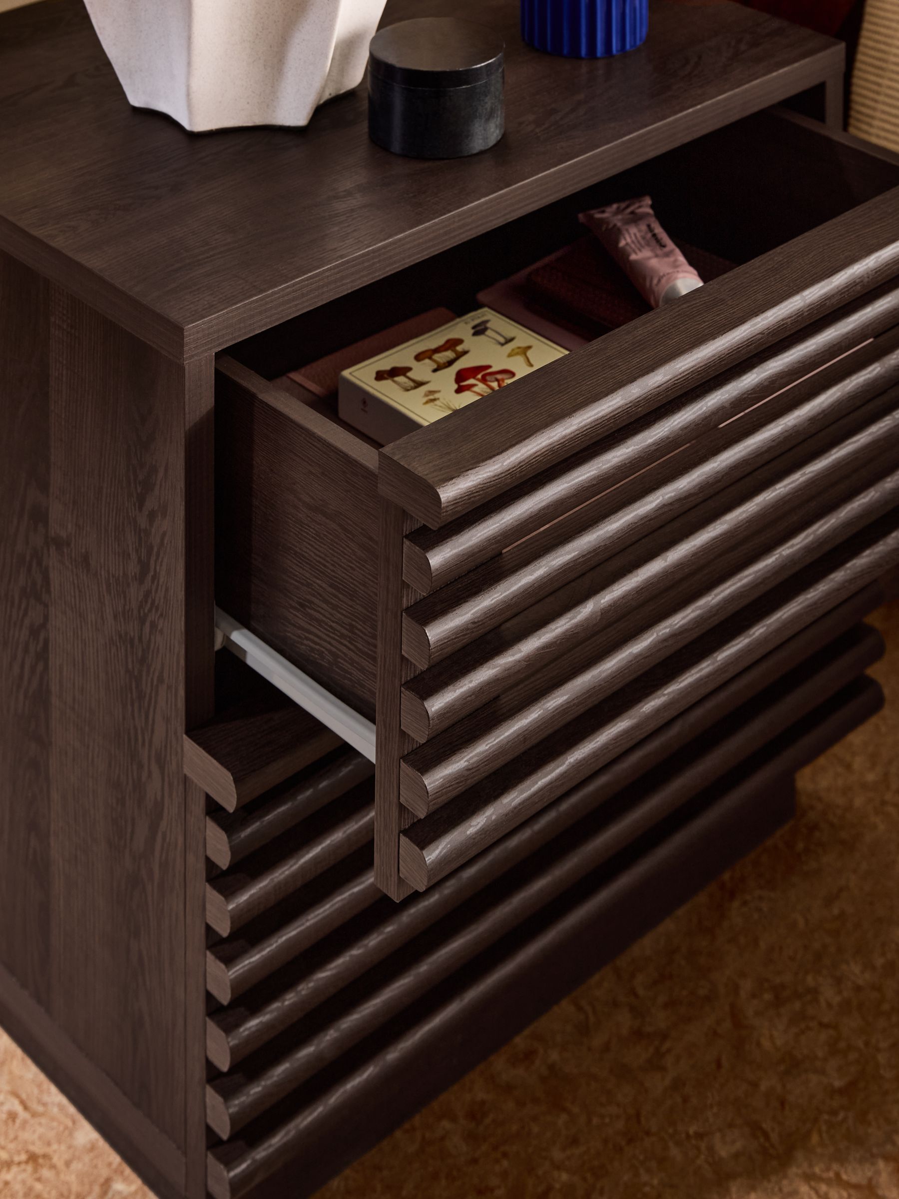 Tulma 2 Drawer Bedside in Dark Wood Effect - Image 2 of 4