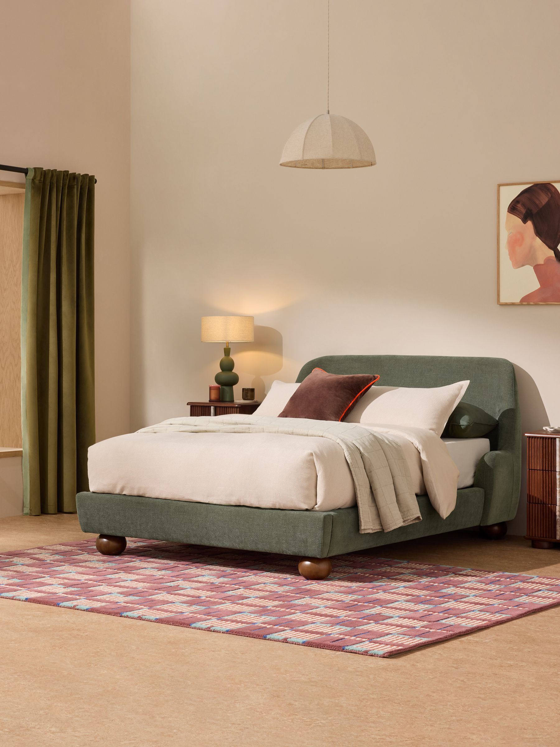 Ellio Bed in Soft Textured Weave Hunter Green - Image 1 of 5 Ellio Bed in Soft Textured Weave Hunter Green - Image 1 of 5