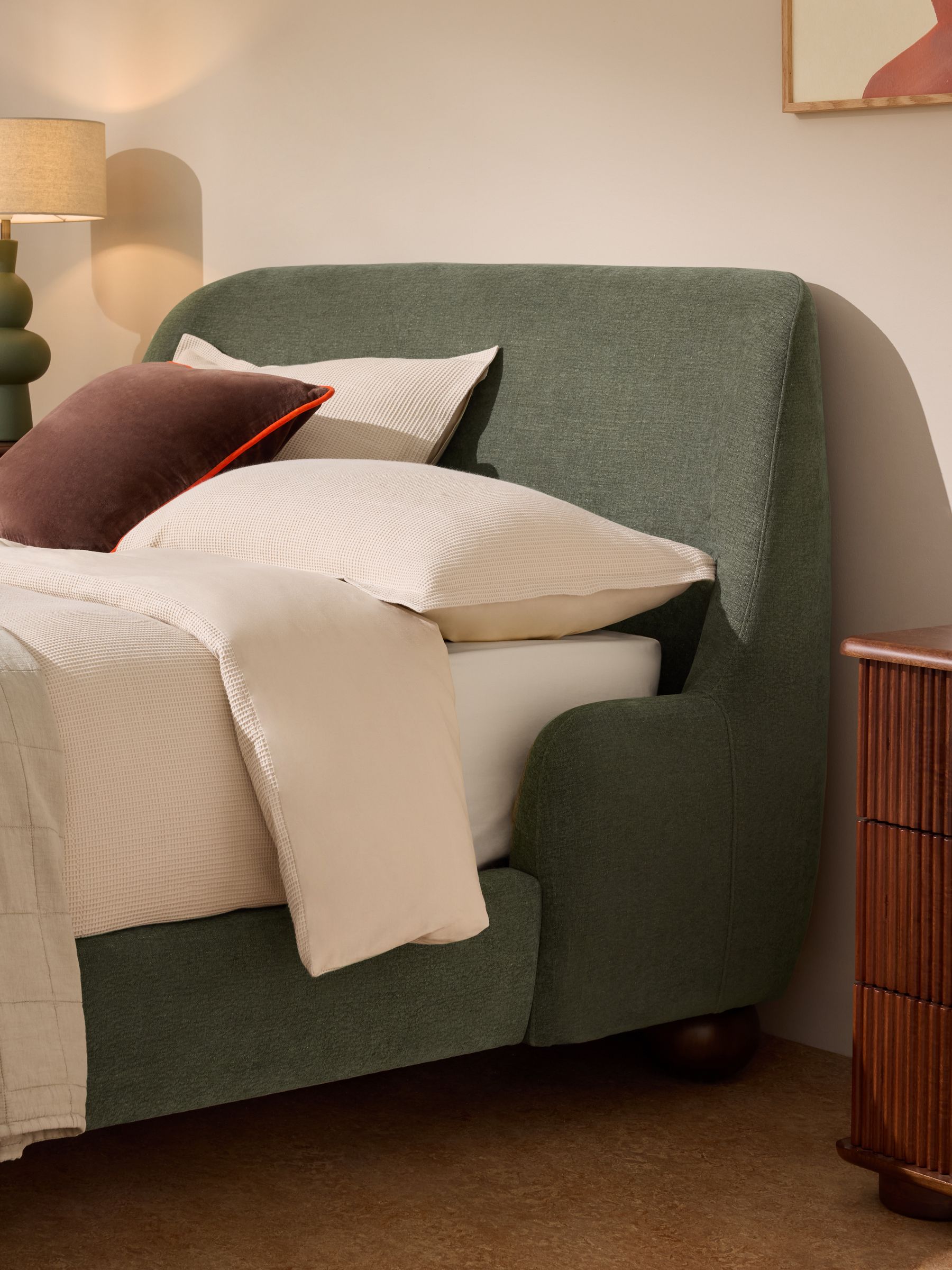 Ellio Bed in Soft Textured Weave Hunter Green - Image 2 of 5