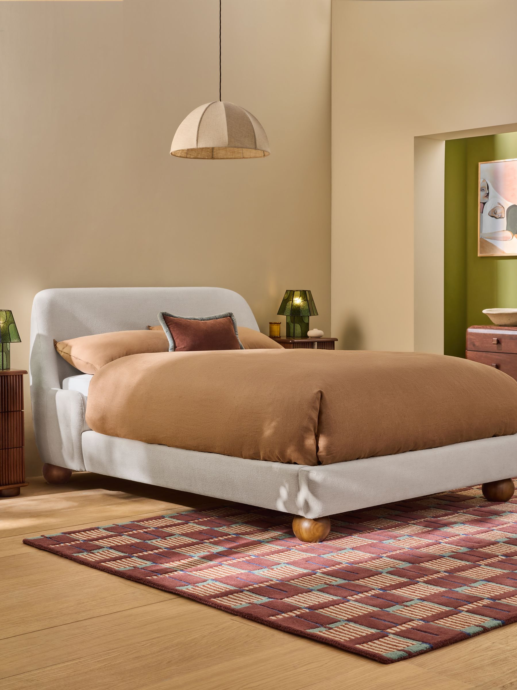 Ellio Bed in Soft Textured Weave Linen White - Image 1 of 5