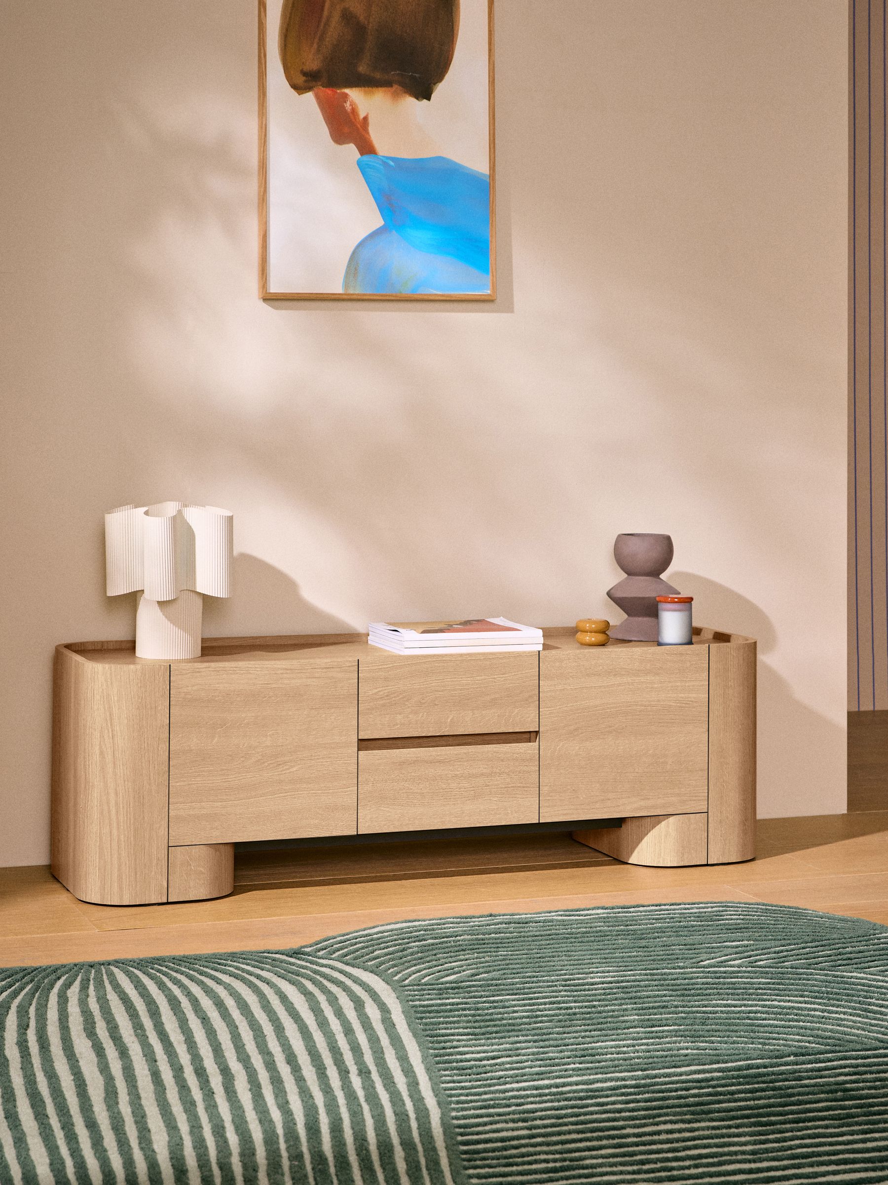 Kain Up to 55 Inch TV Unit in Light Oak Effect - Image 1 of 8 Kain Up to 55 Inch TV Unit in Light Oak Effect - Image 1 of 8