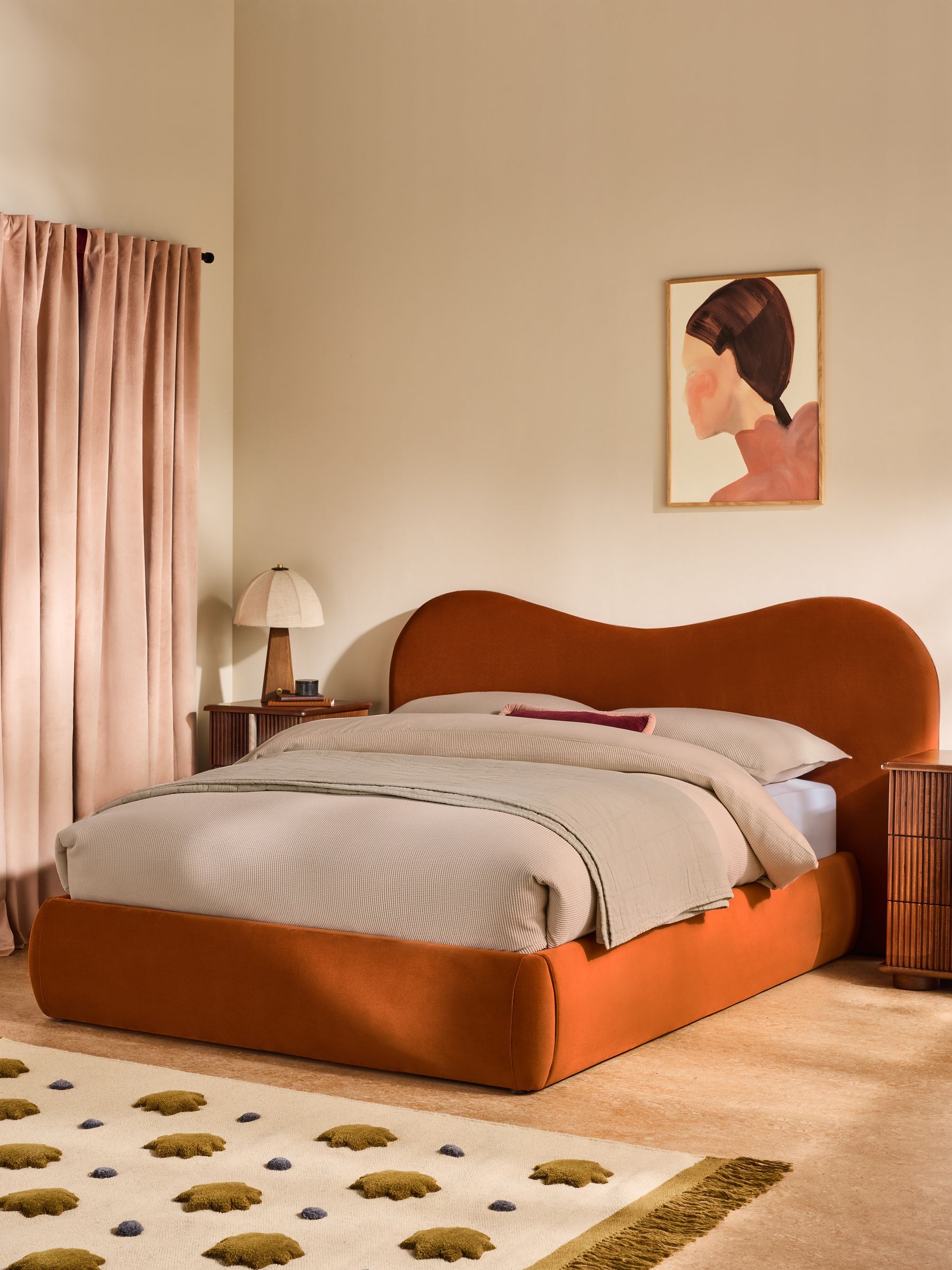 Maya Ottoman Bed in Velvet Cinnamon - Image 1 of 5