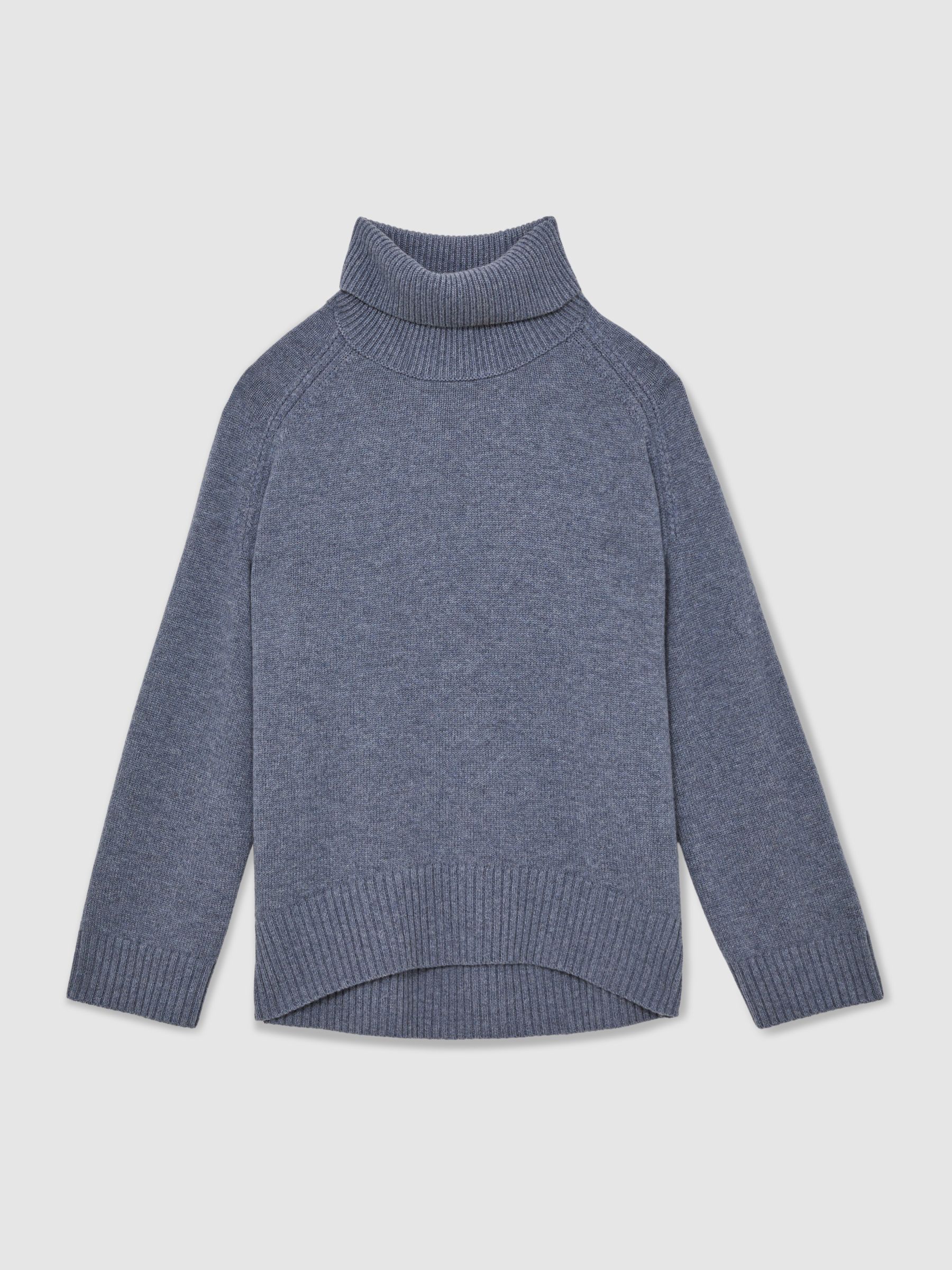 Wool-Cashmere Roll-Neck Jumper in Blue Marl - Image 2 of 6