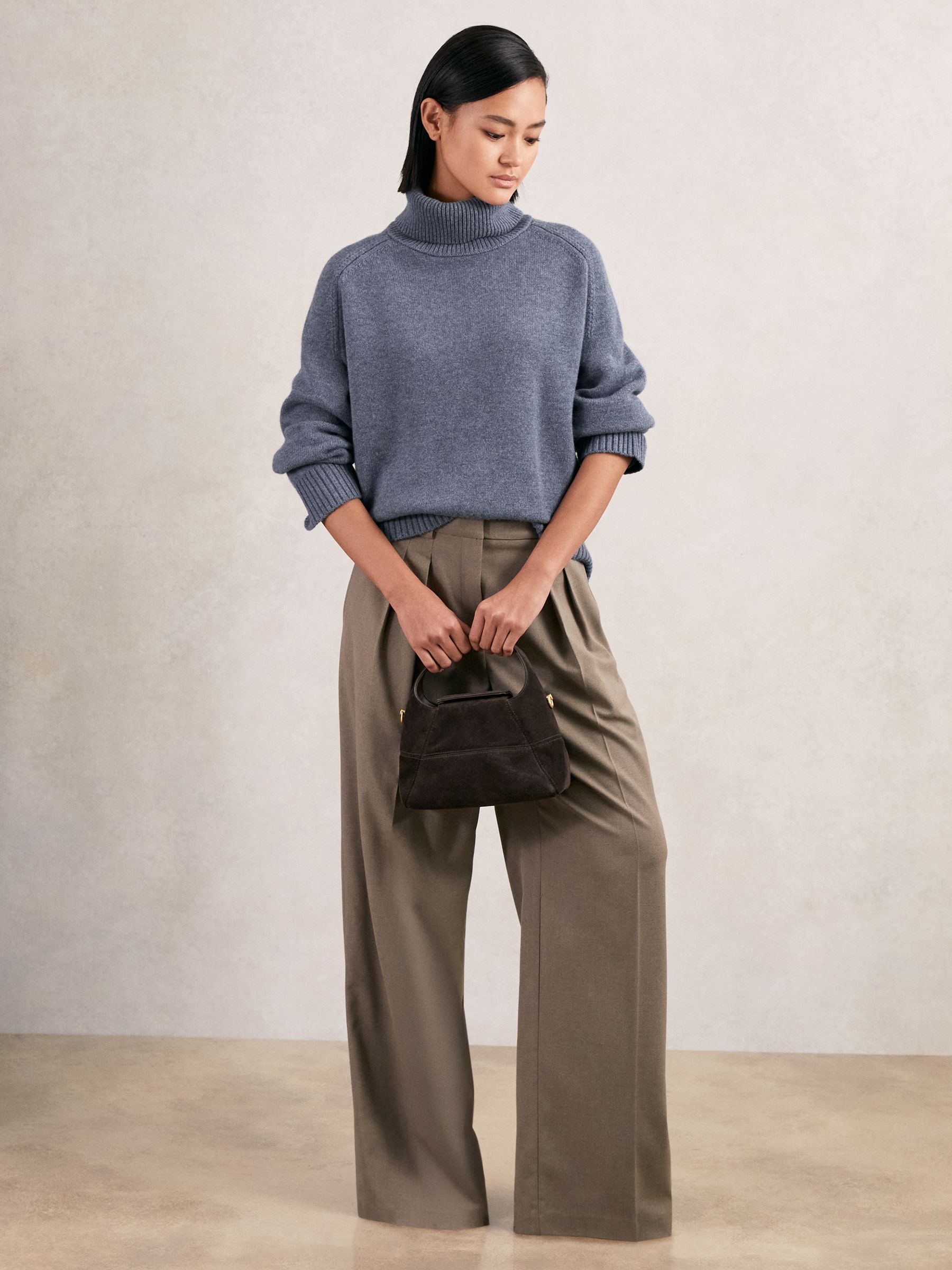 Wool-Cashmere Roll-Neck Jumper in Blue Marl - Image 4 of 6