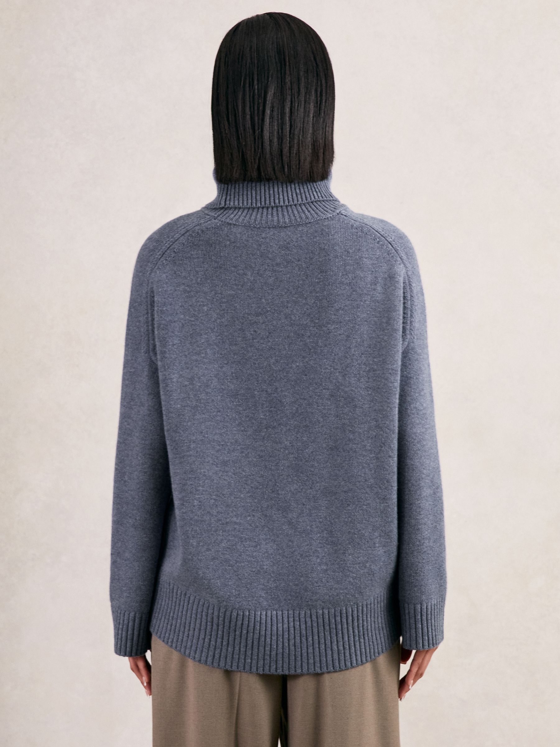Wool-Cashmere Roll-Neck Jumper in Blue Marl - image 3