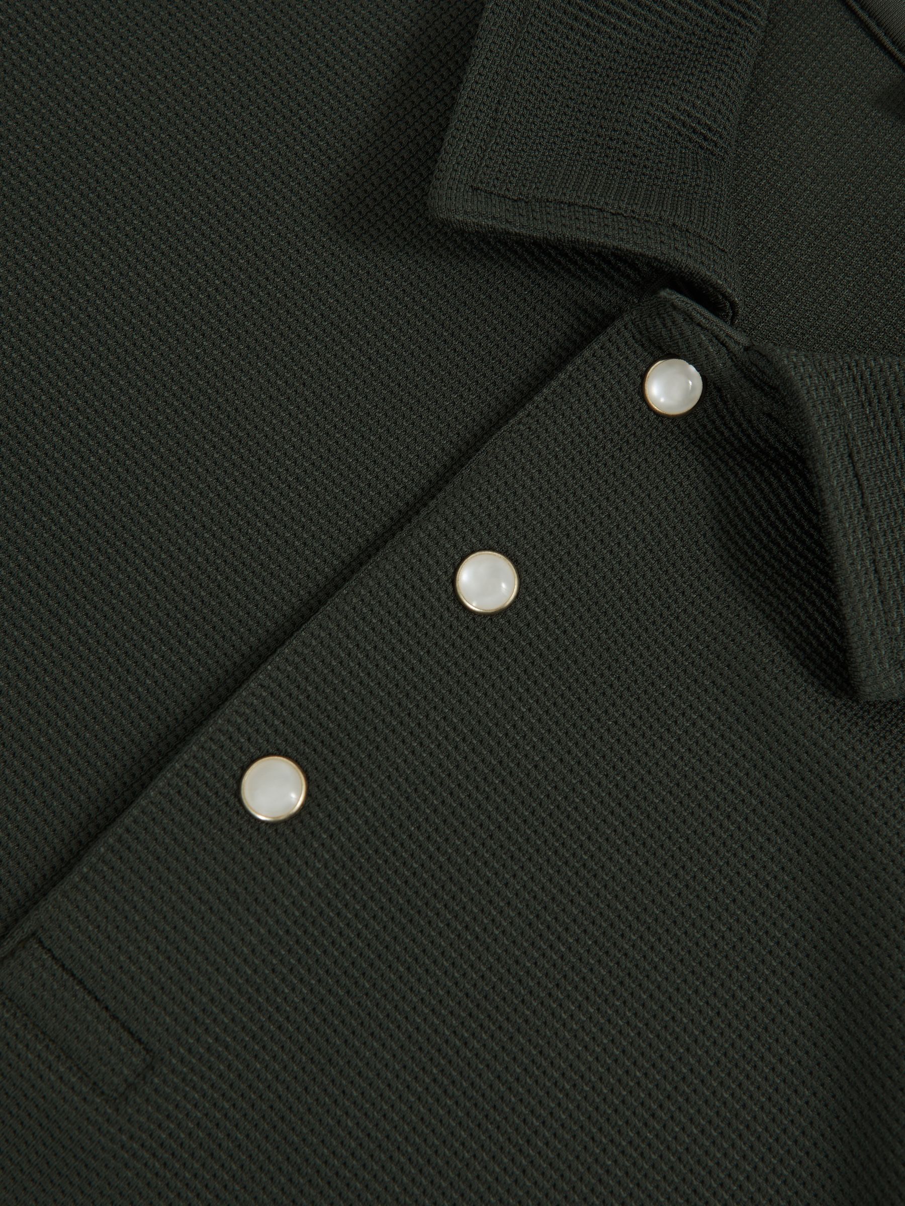 Textured Press-Stud Polo Shirt in Green - Image 6 of 6