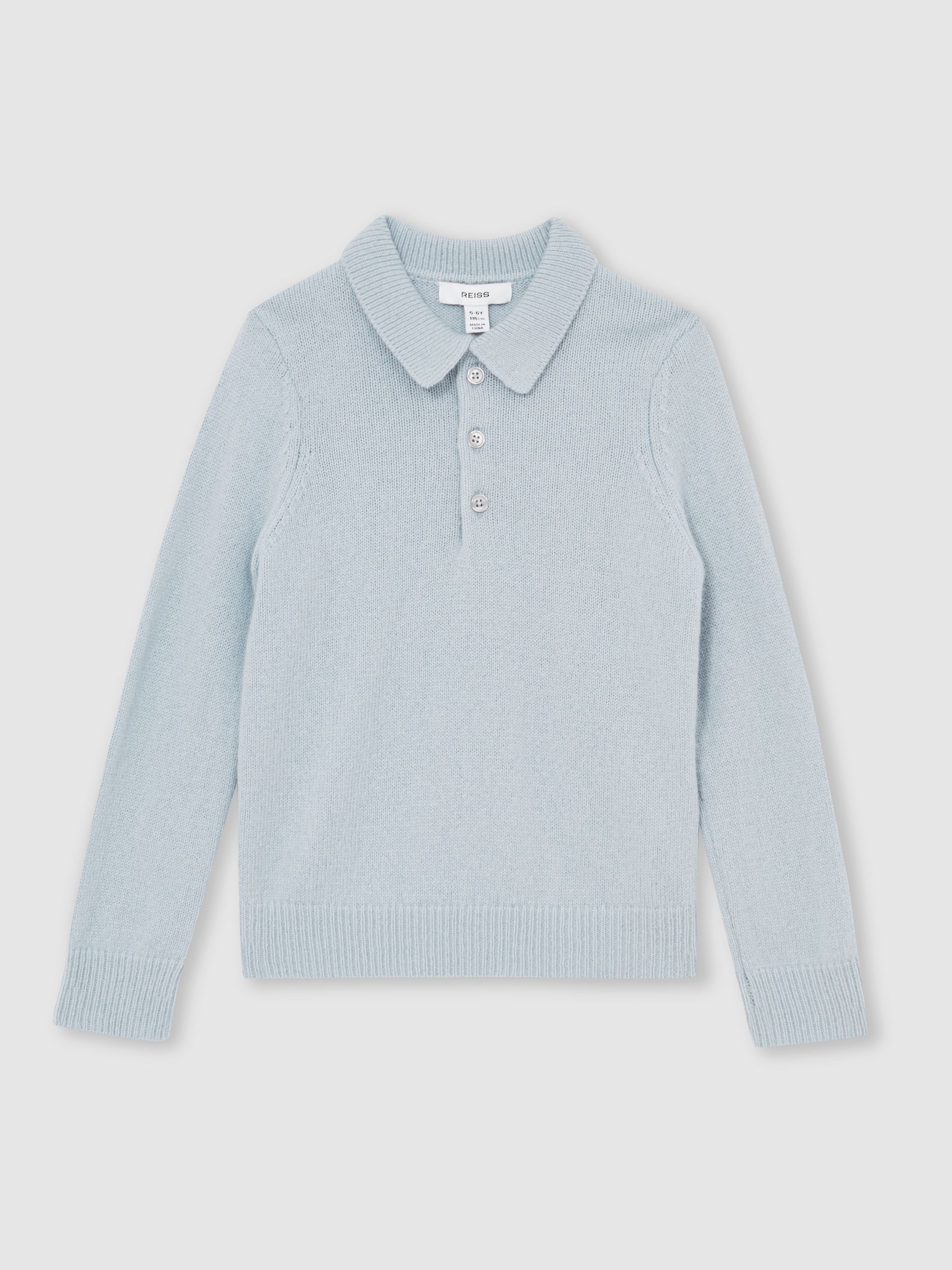 9-13 yrs Wool And Cashmere Polo Jumper in Blue Fog - Image 2 of 4