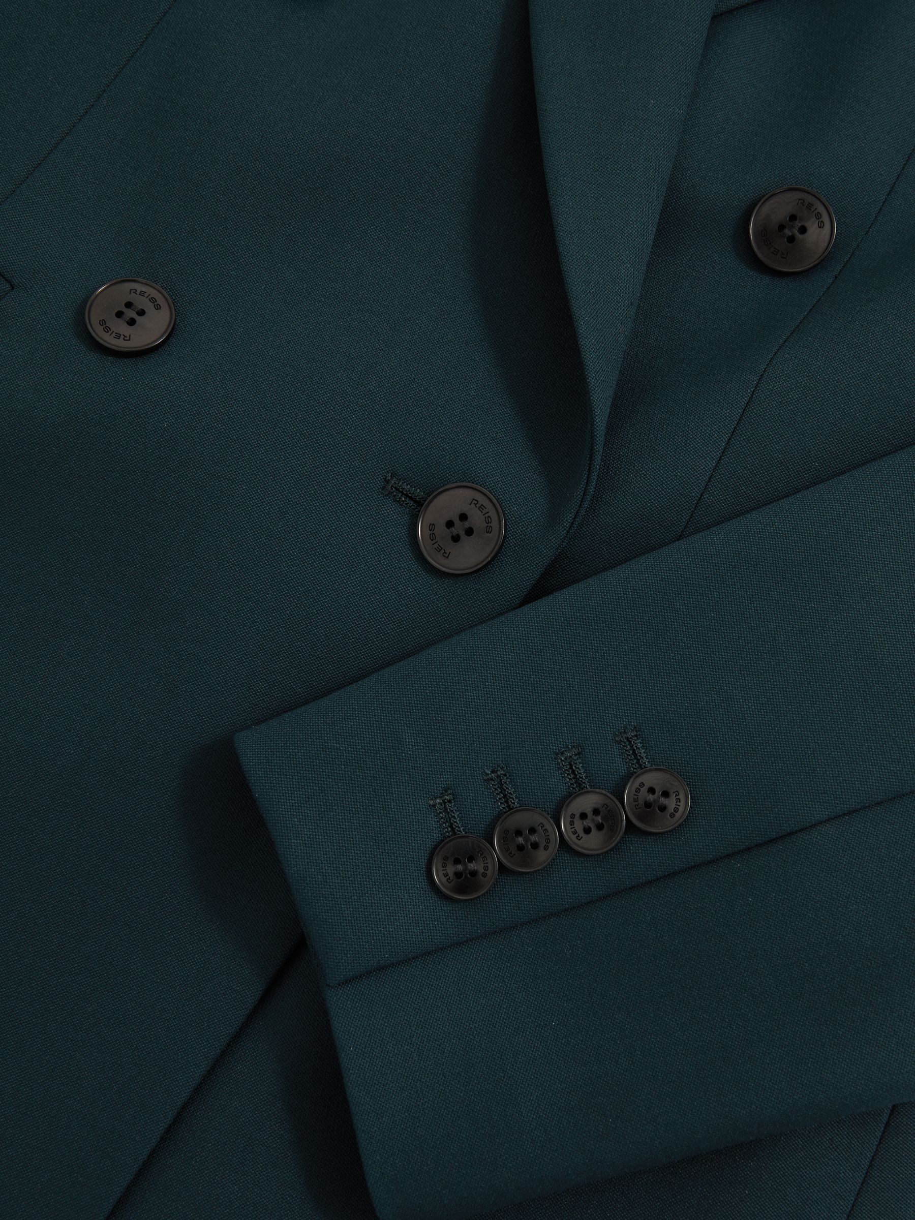 Wool-Blend Double-Breasted Suit Blazer in Green - Image 6 of 6