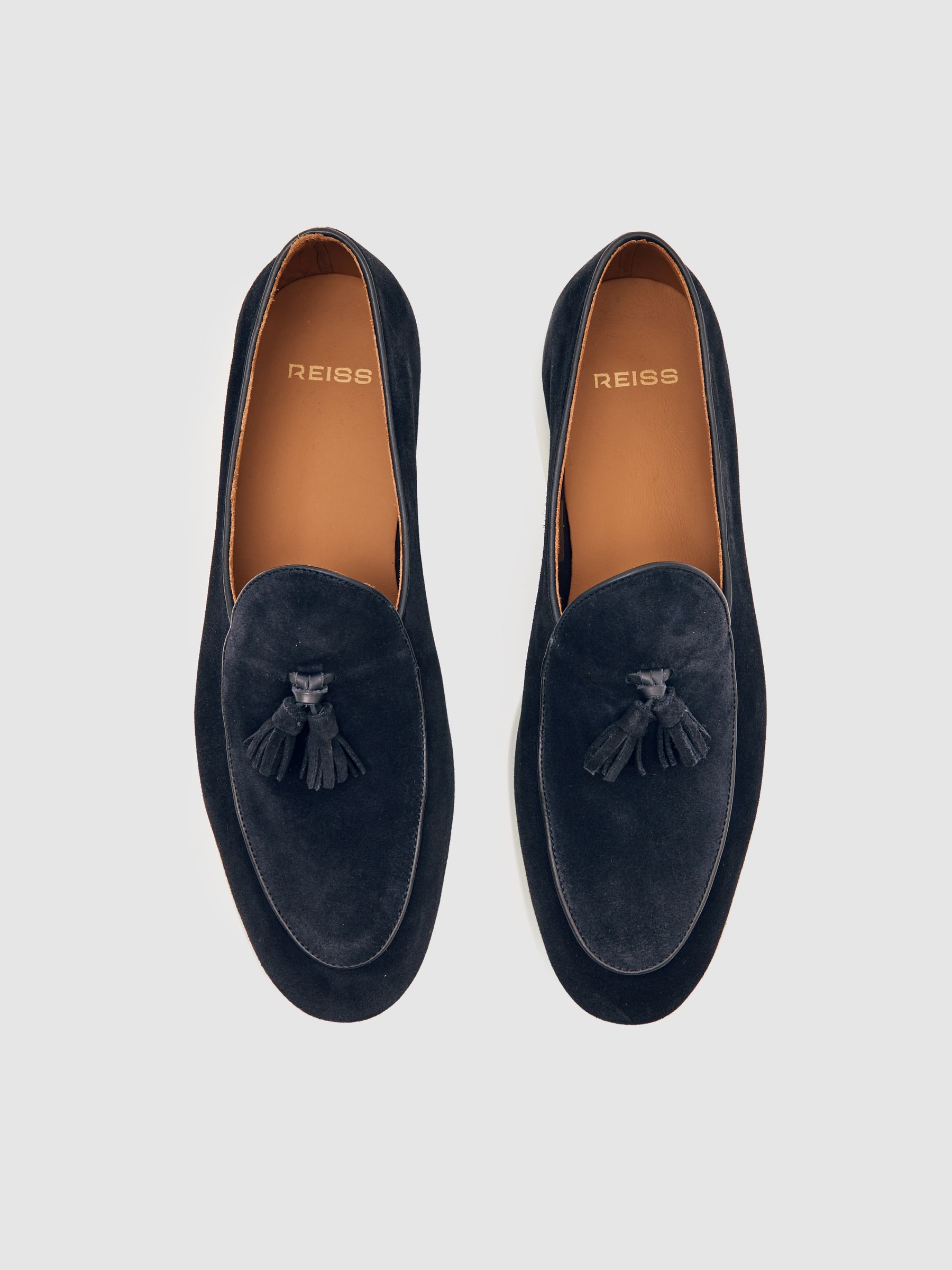 Suede Tassel Loafers in Navy - image 4