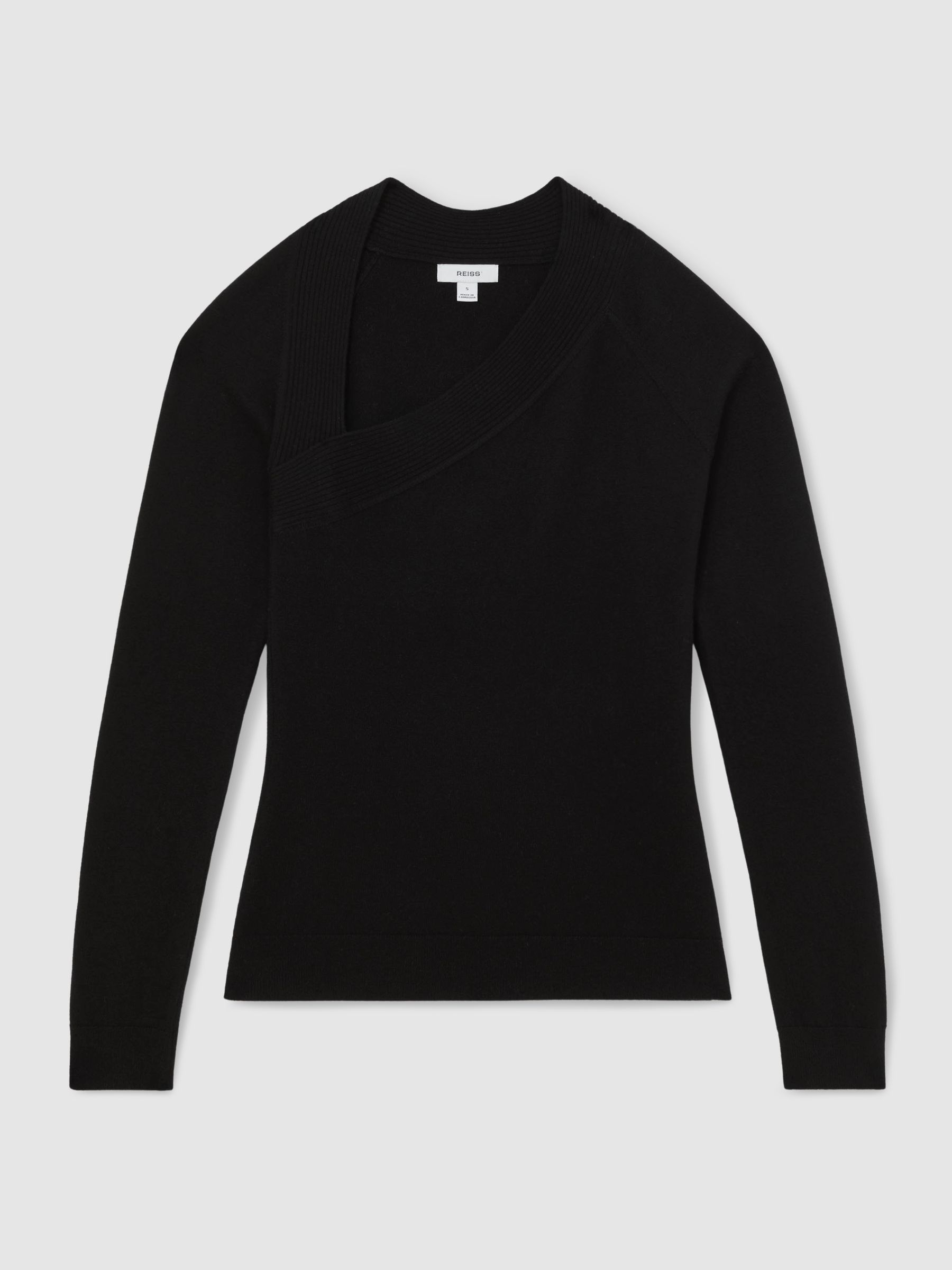 Wool-Blend Asymmetric Knit Top in Black - Image 2 of 6