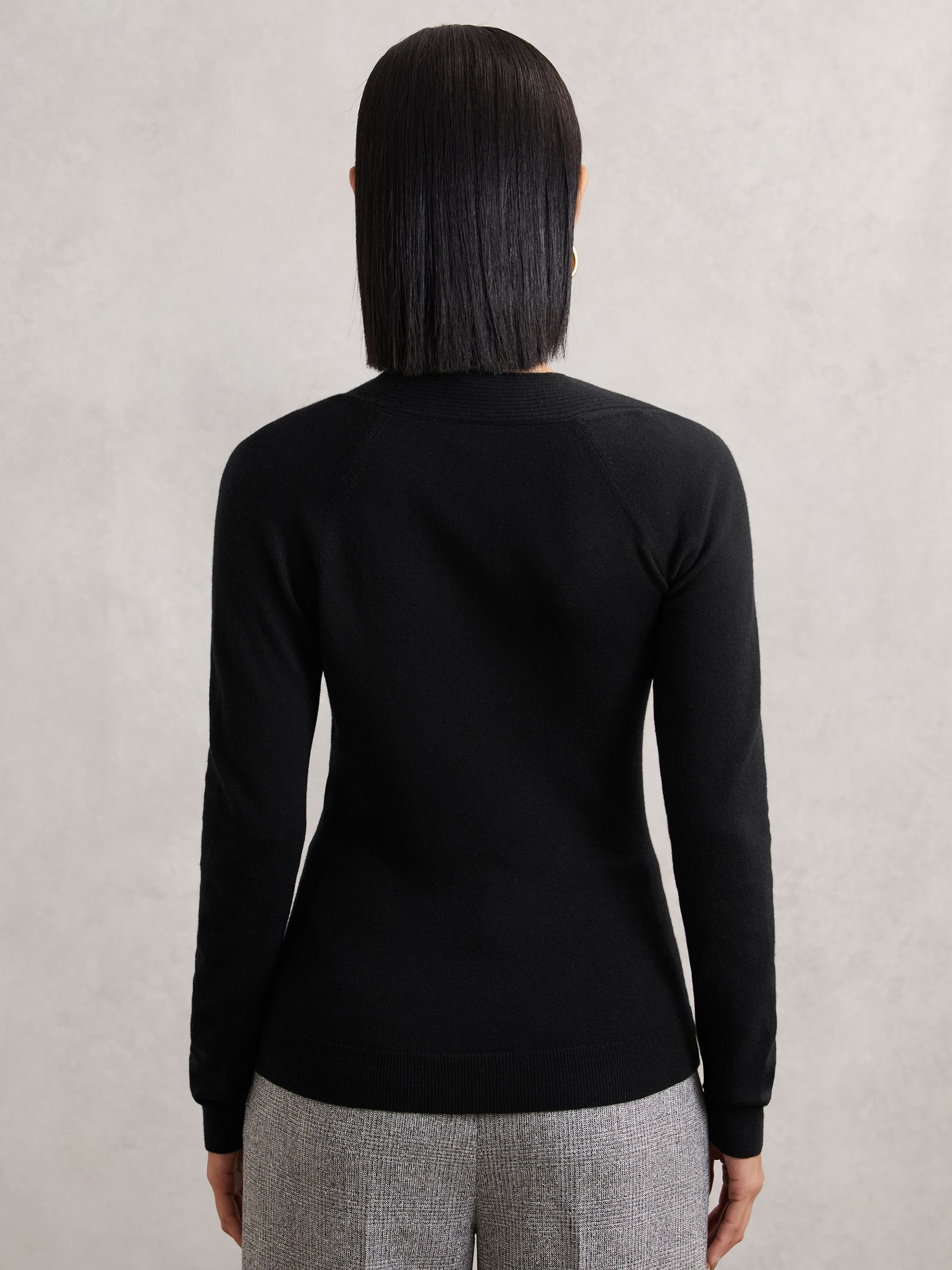 Wool-Blend Asymmetric Knit Top in Black - Image 5 of 6