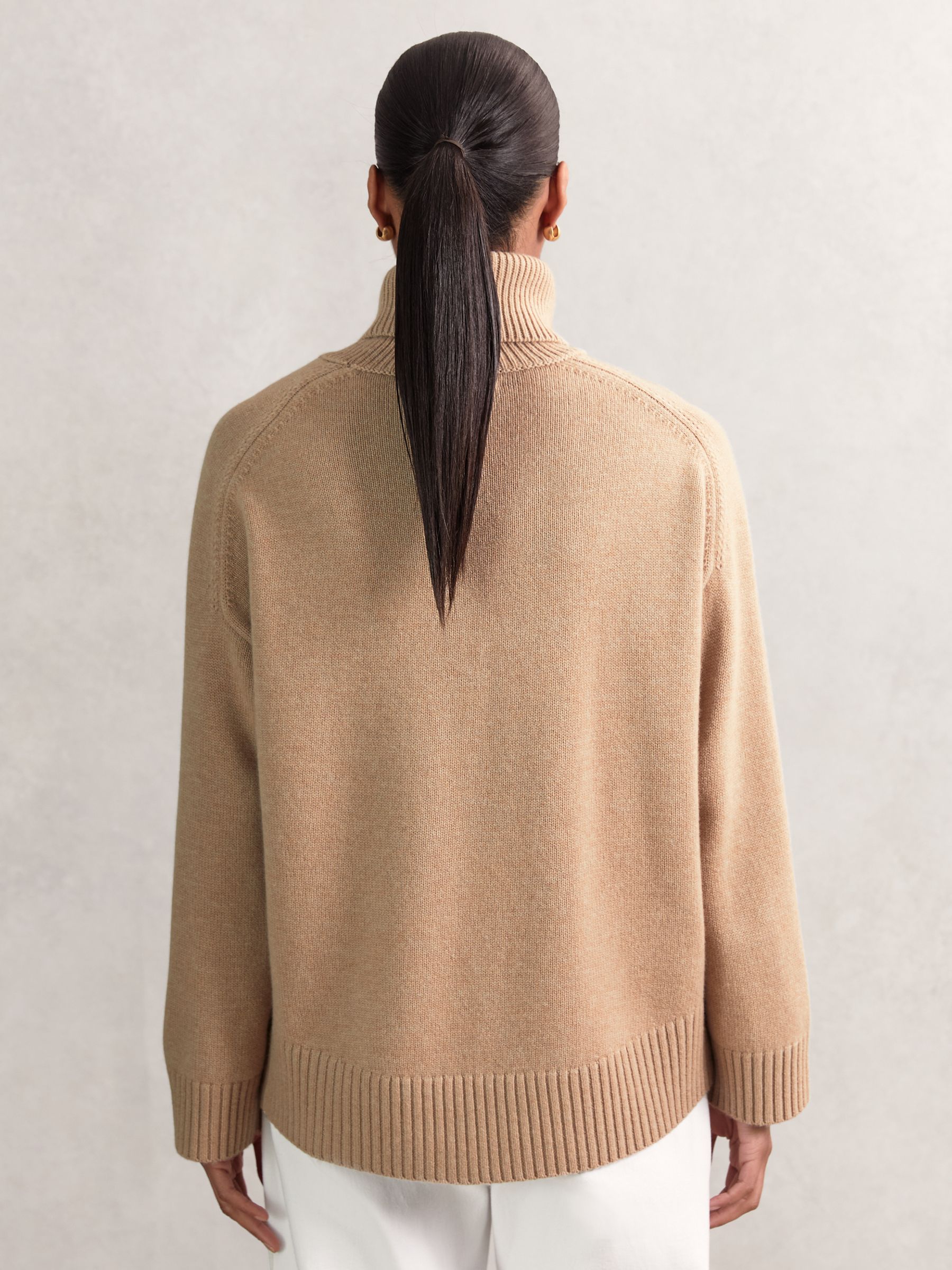 Wool-Cashmere Roll-Neck Jumper in Camel - Image 5 of 6