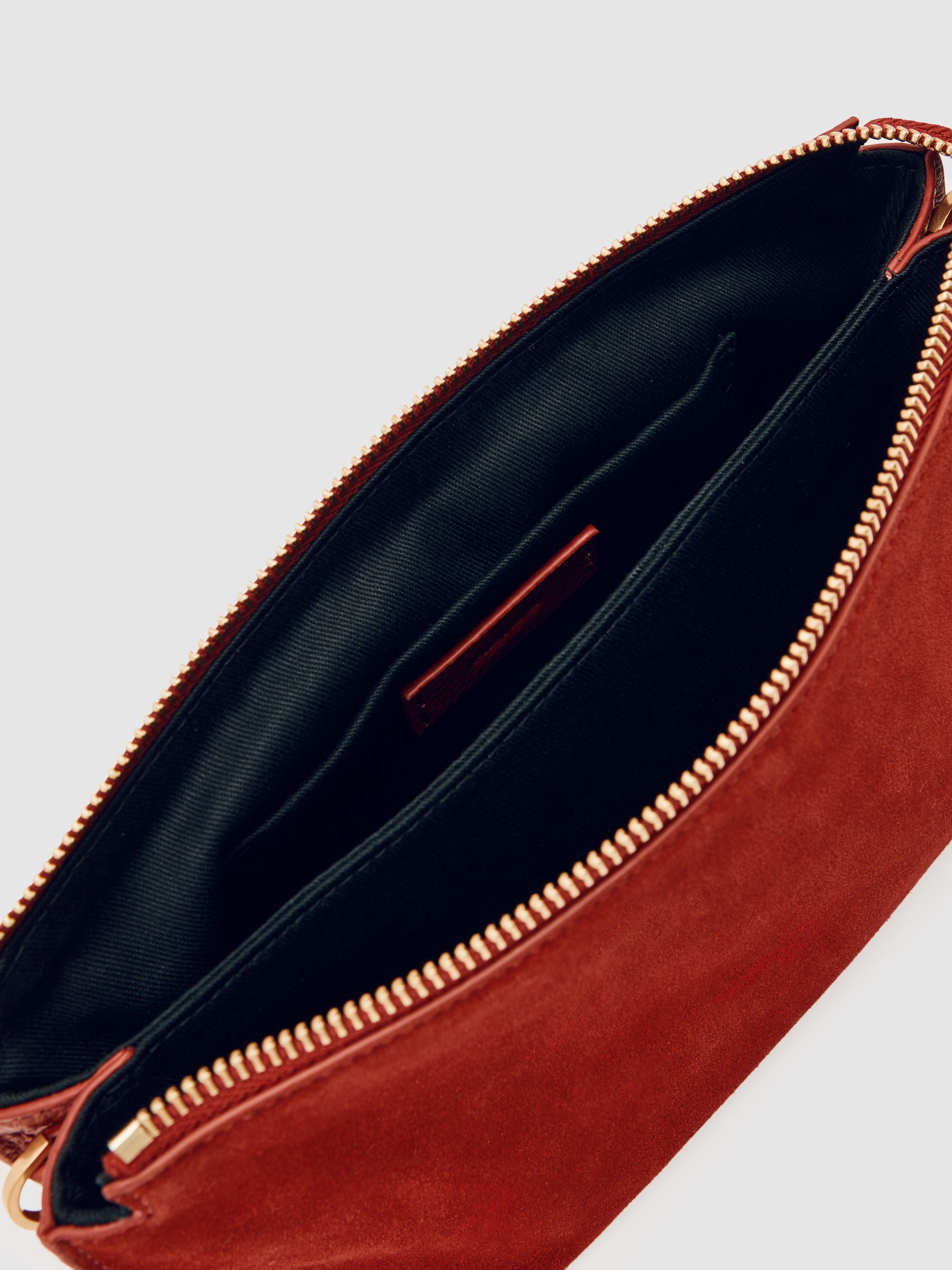 Leather Double-Pouch Crossbody Bag in Red - Image 3 of 5