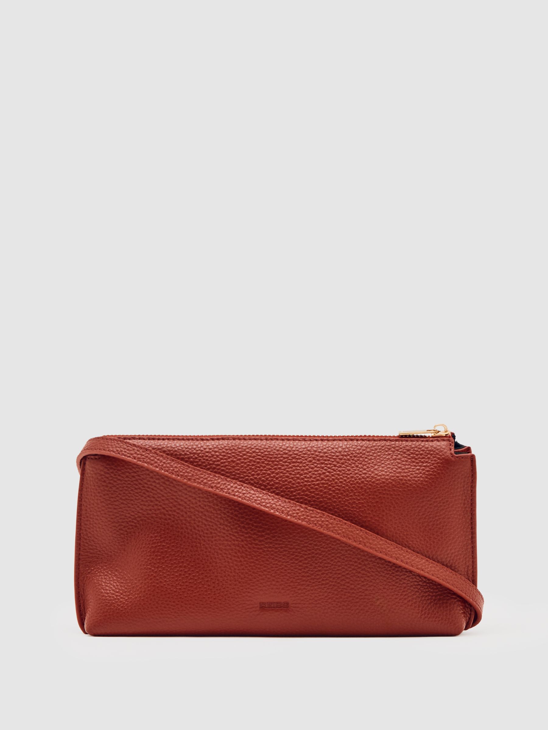 Leather Double-Pouch Crossbody Bag in Red - Image 4 of 5