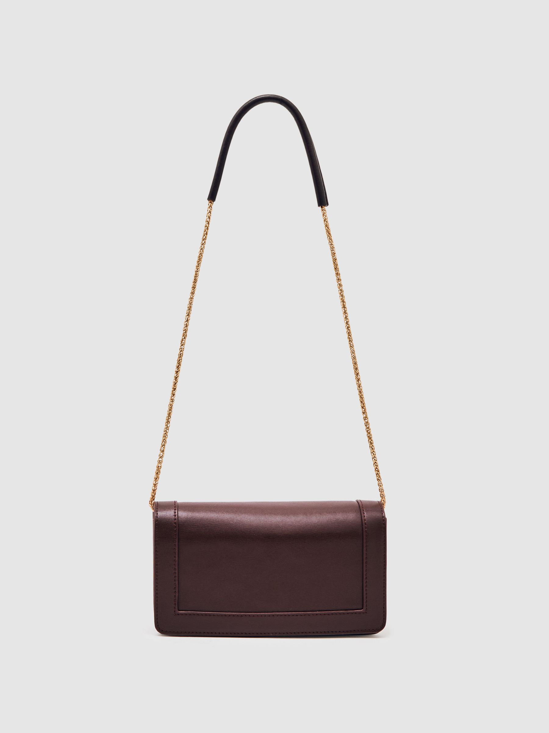 Leather Chain-Strap Shoulder Bag in Burgundy - image 1